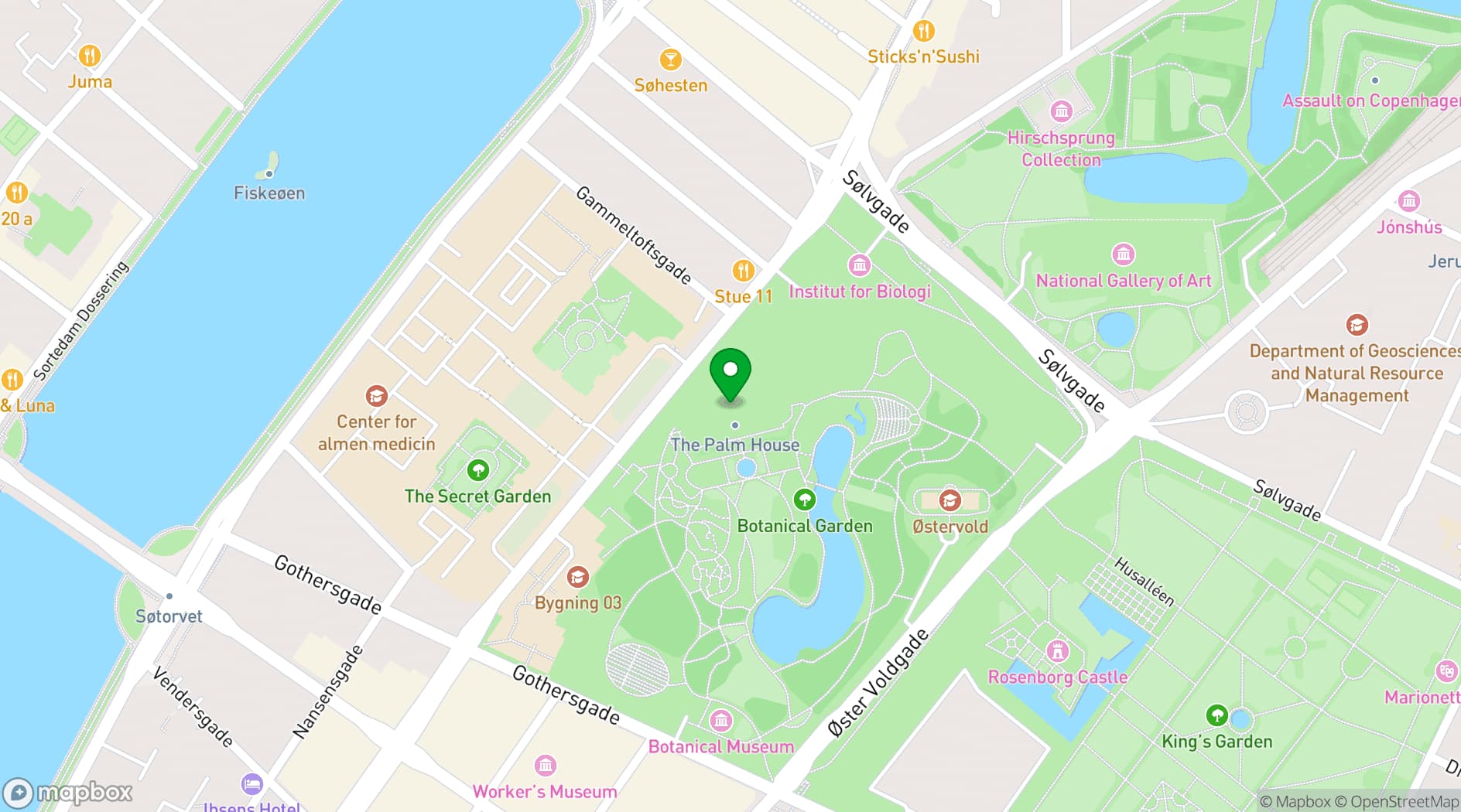 Map showing Natural History Museum Denmark