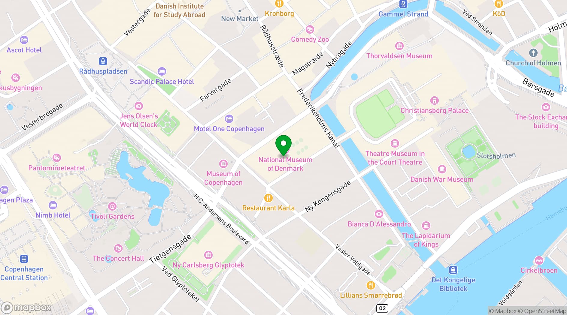 Map showing National Museum of Denmark