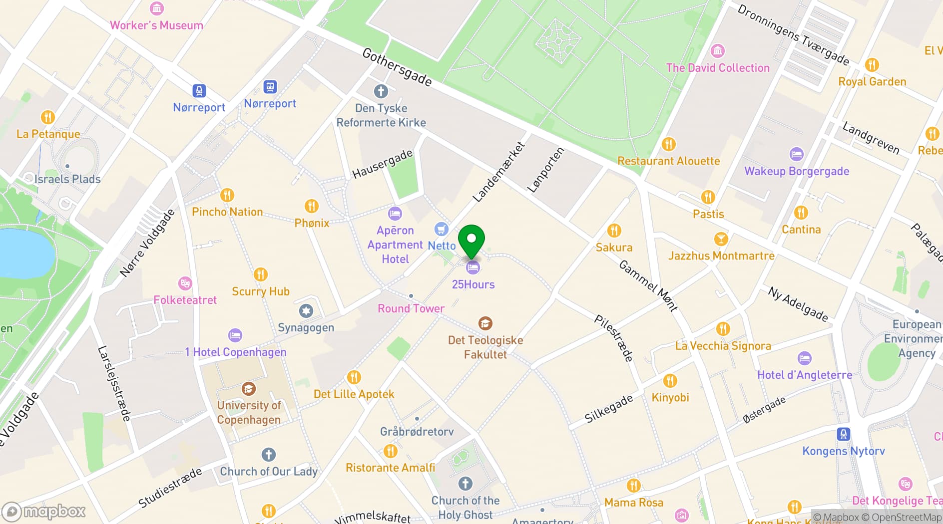 Map showing 25hours Hotel Indre By