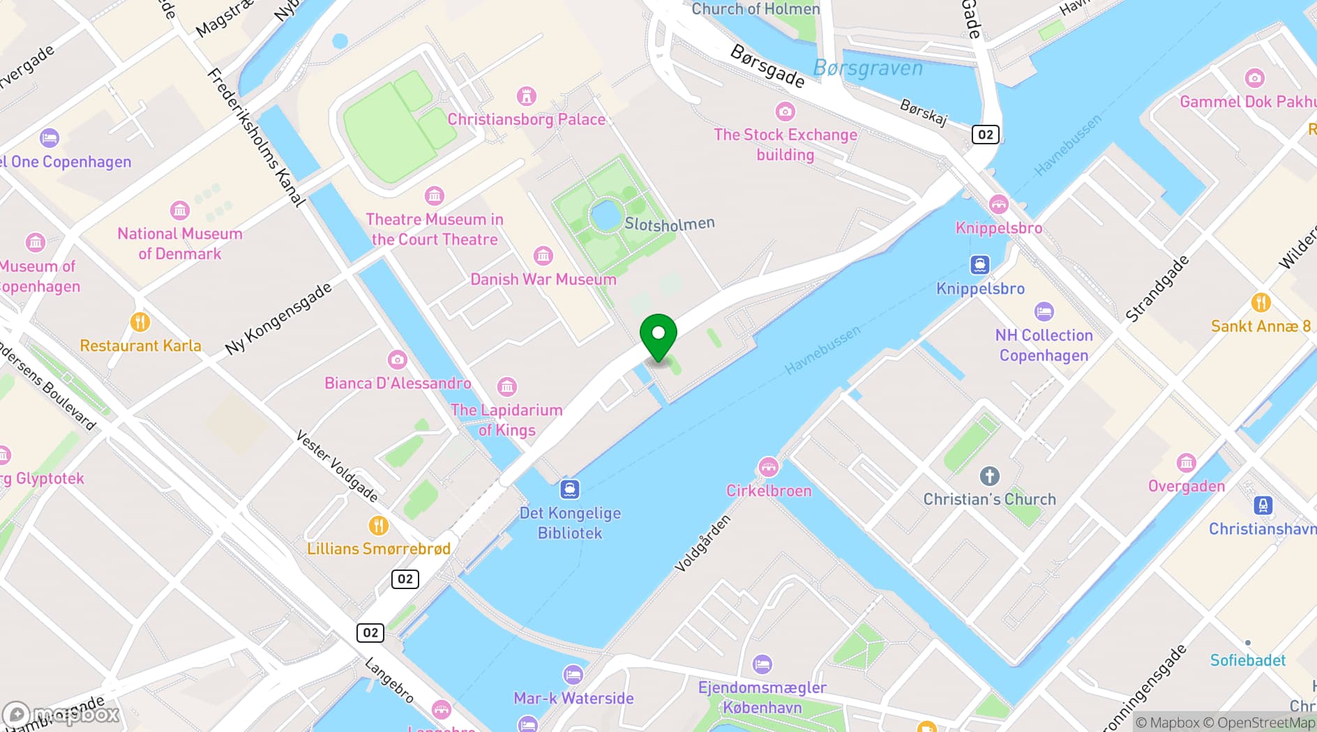 Map showing Royal Danish Library