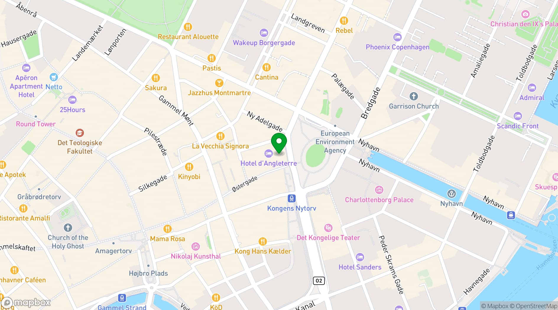 Map showing Hotel d'Angleterre