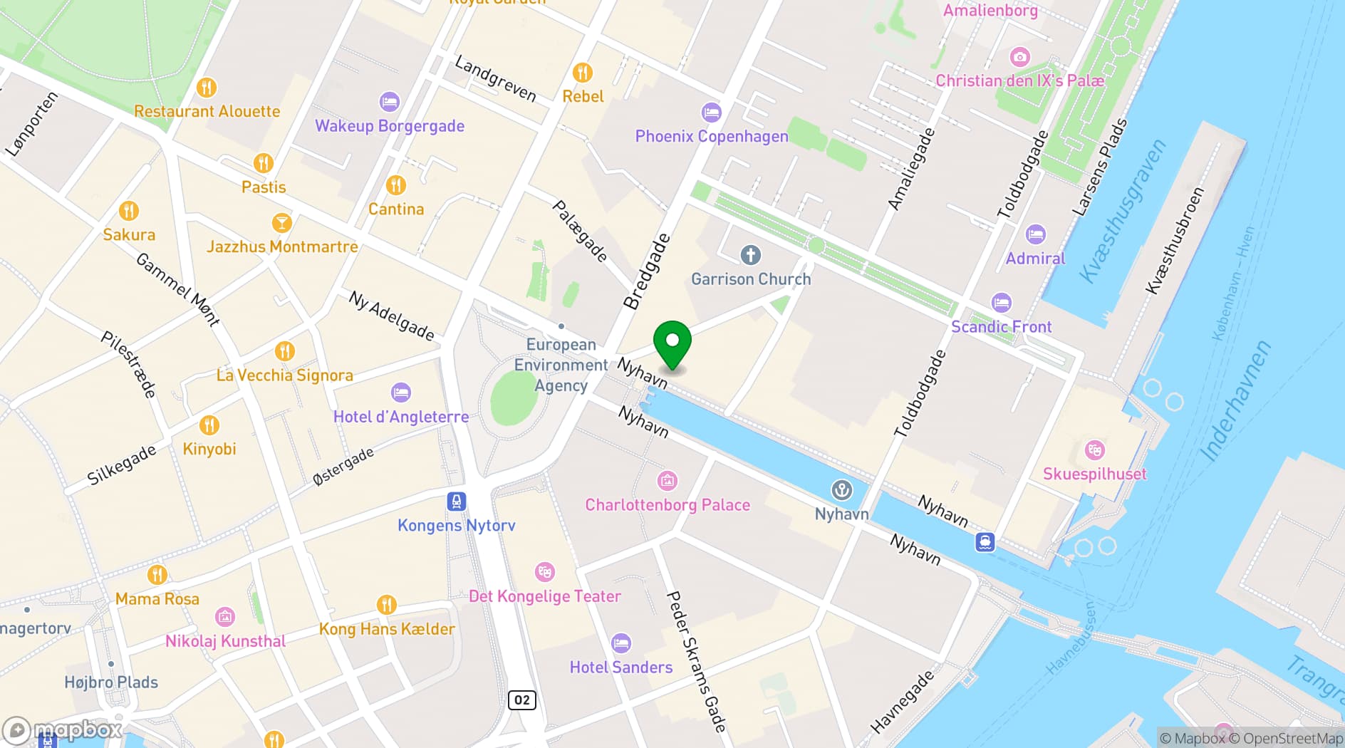 Map showing Nyhavns Færgekro
