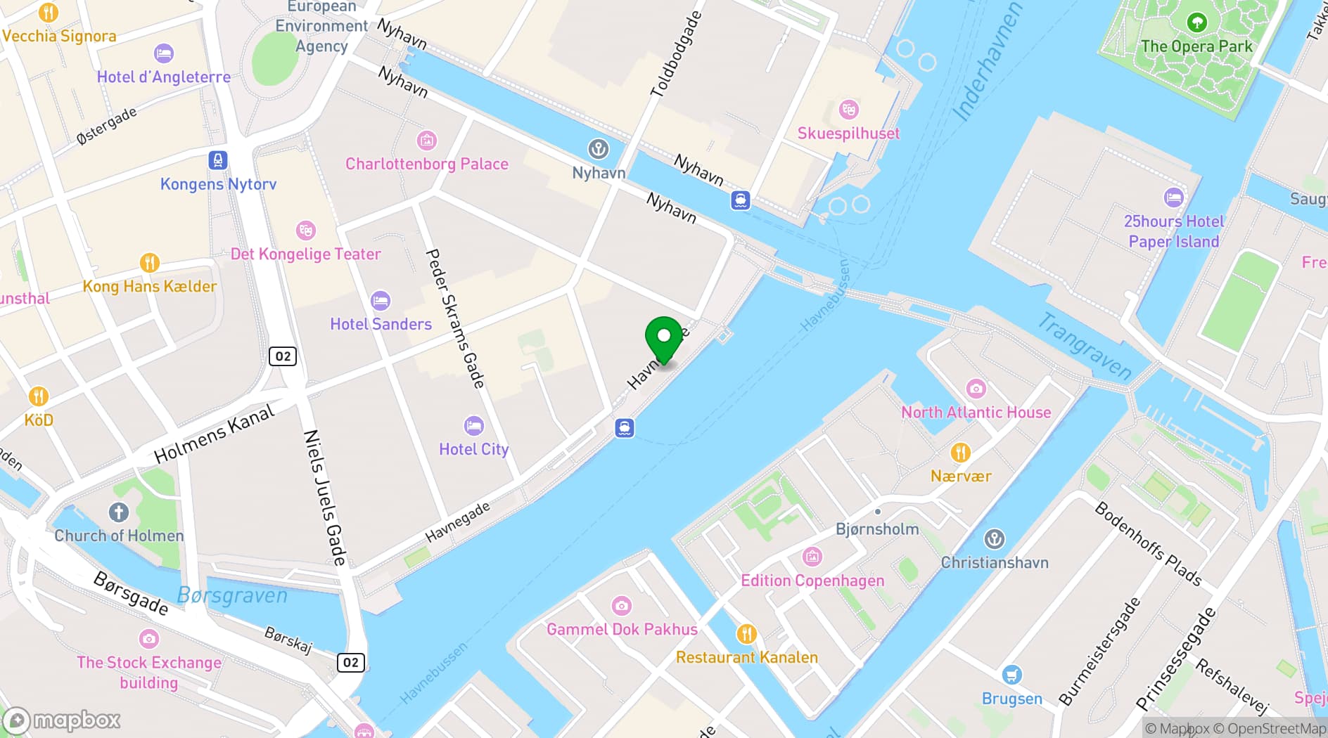 Map showing Soho House Copenhagen