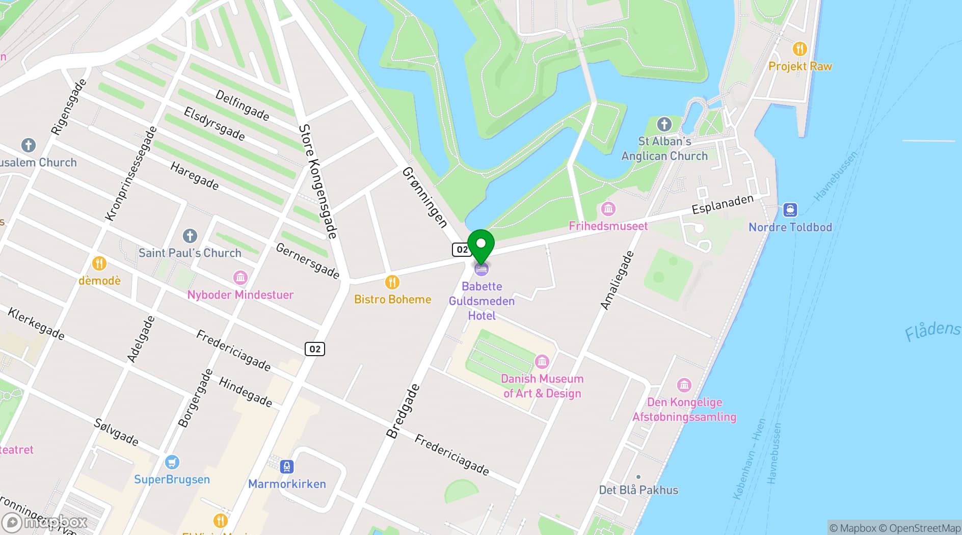 Map showing Babette Guldsmeden