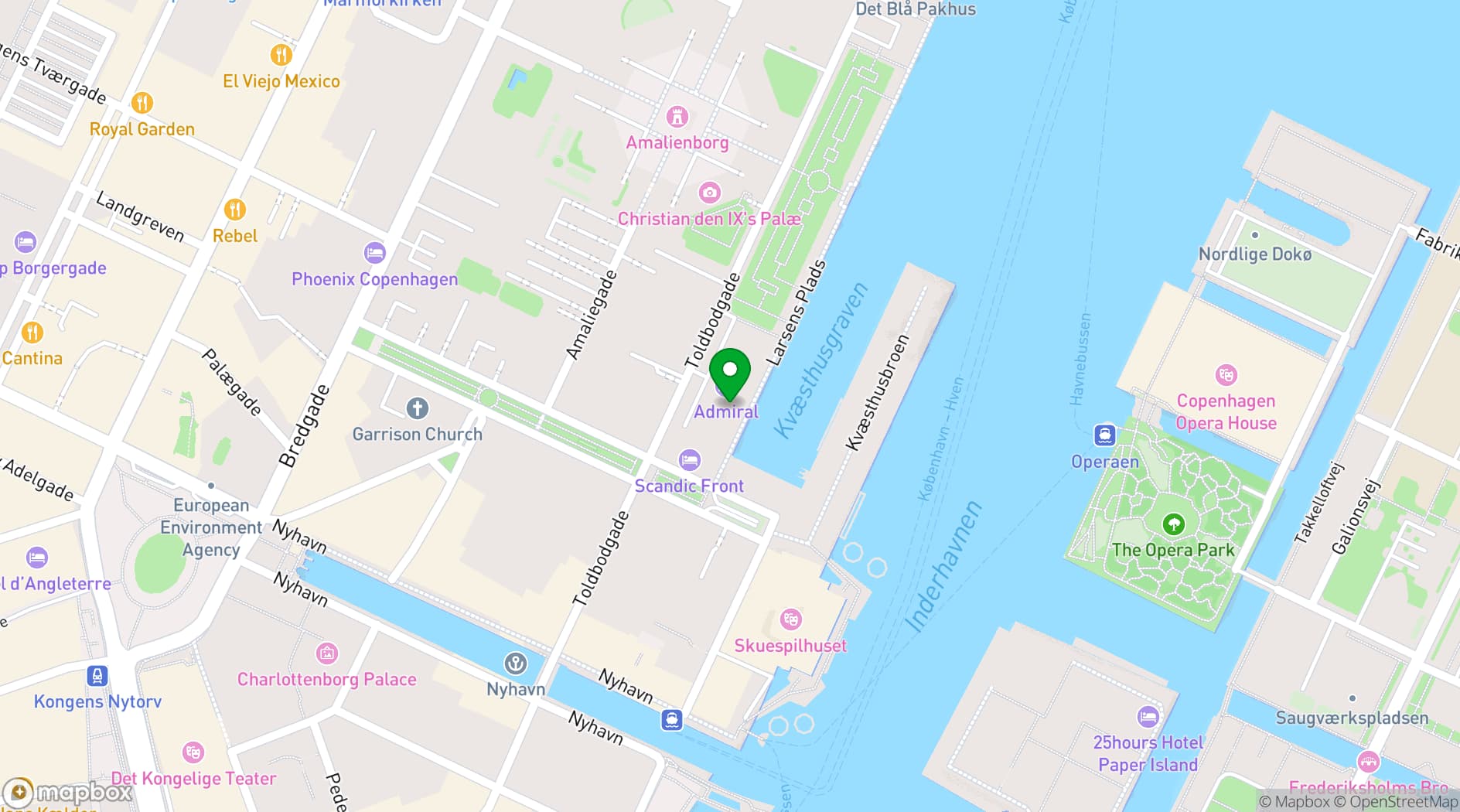 Map showing Admiral Hotel