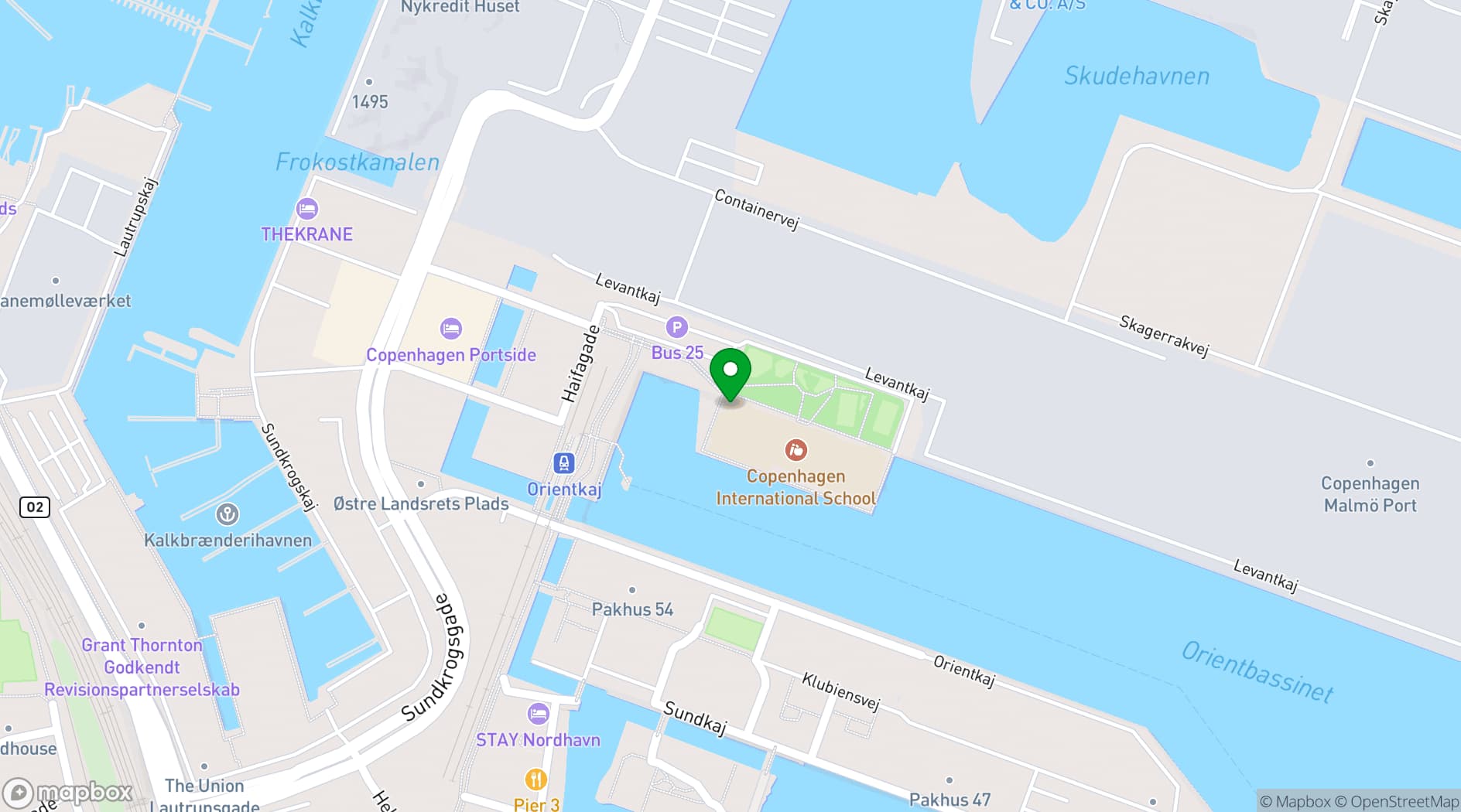 Map showing Copenhagen International School