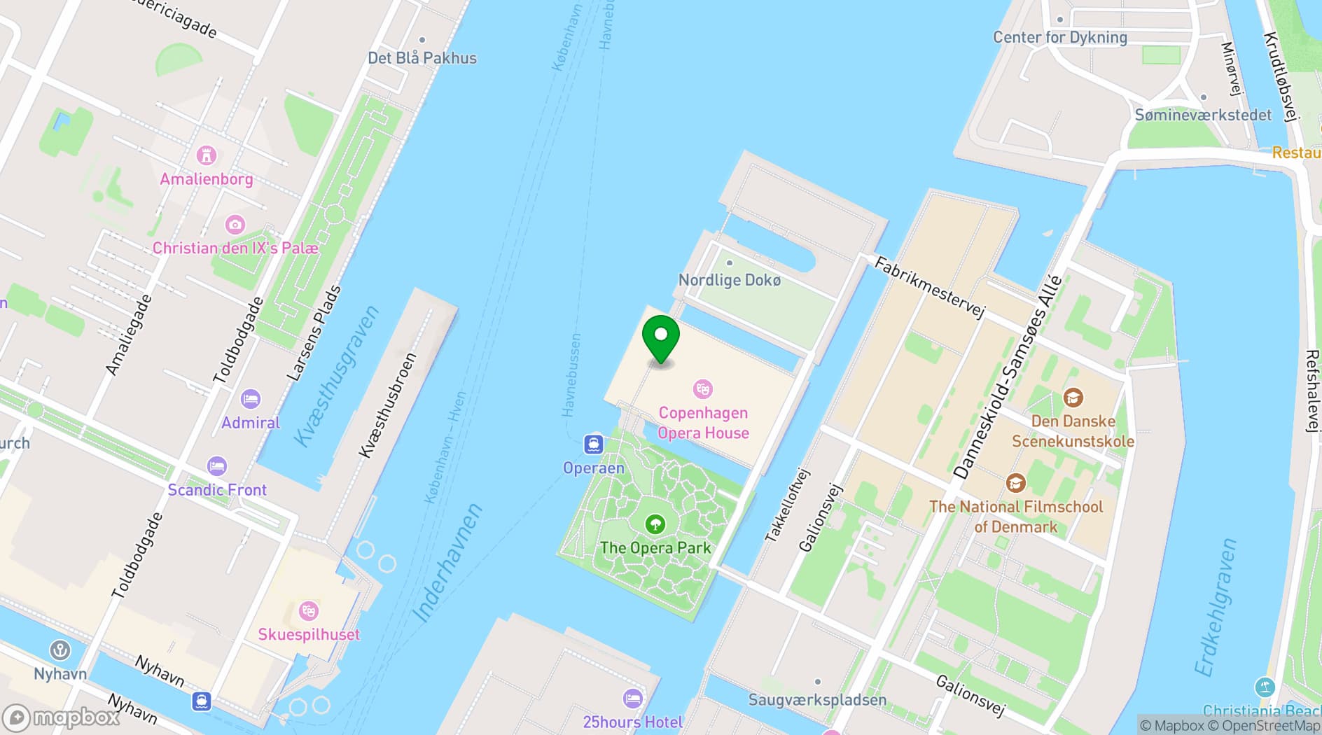 Map showing Outstanding Auditoriums for Hire in Copenhagen