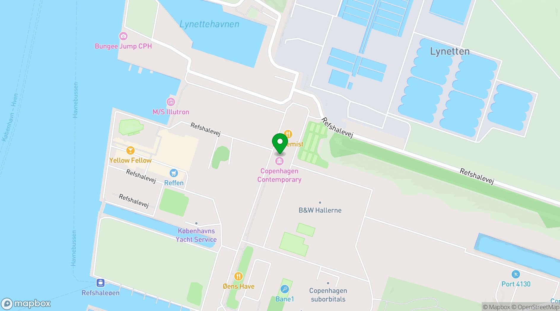 Map showing Copenhagen Contemporary