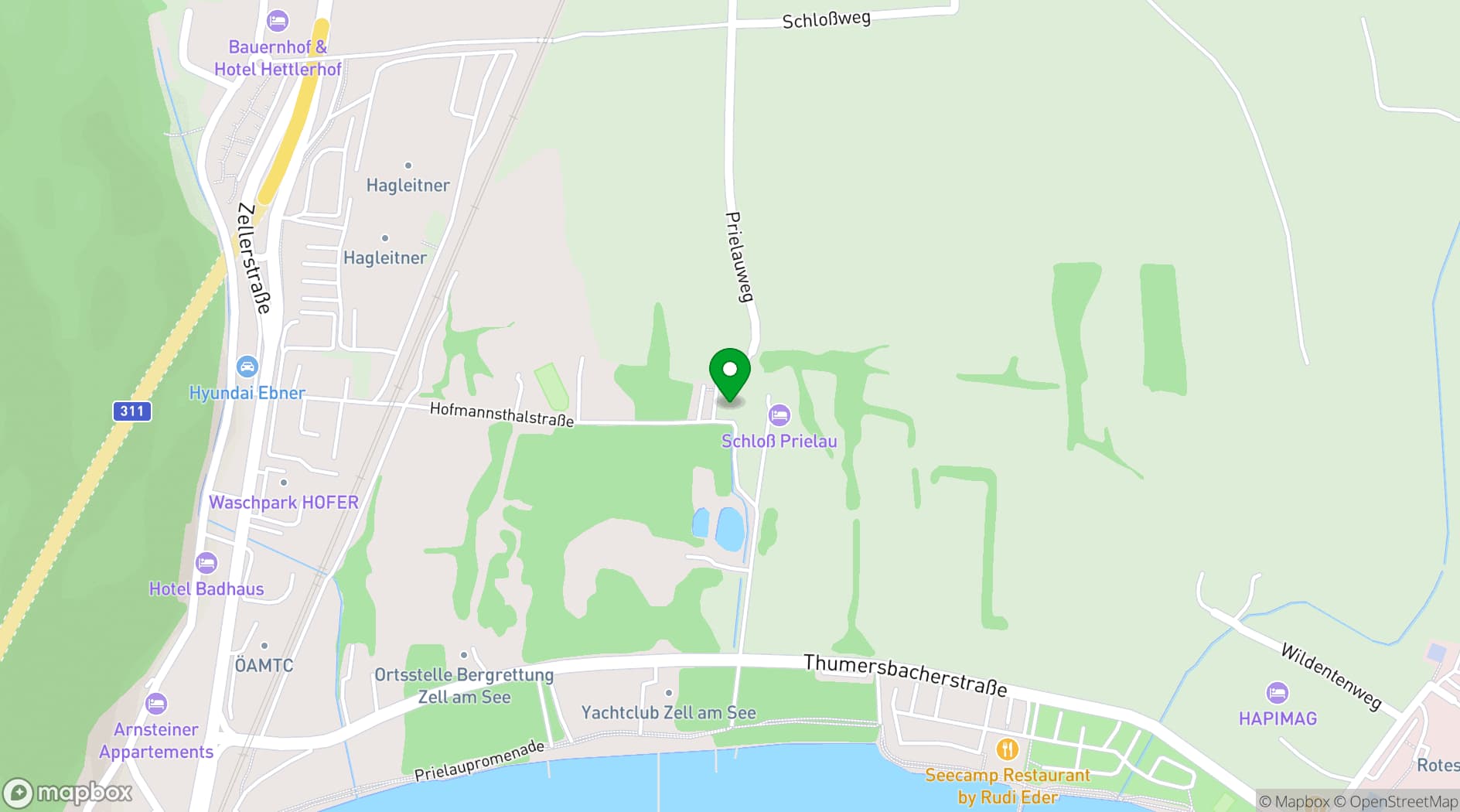 Map showing Schloss Prielau