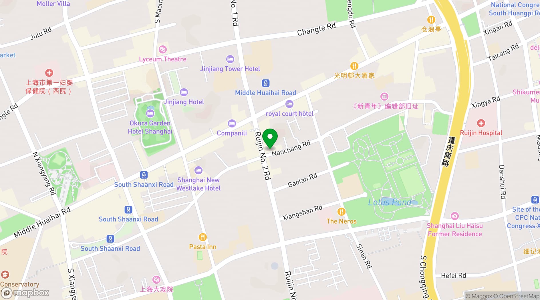 Map showing Okura Garden Hotel Shanghai