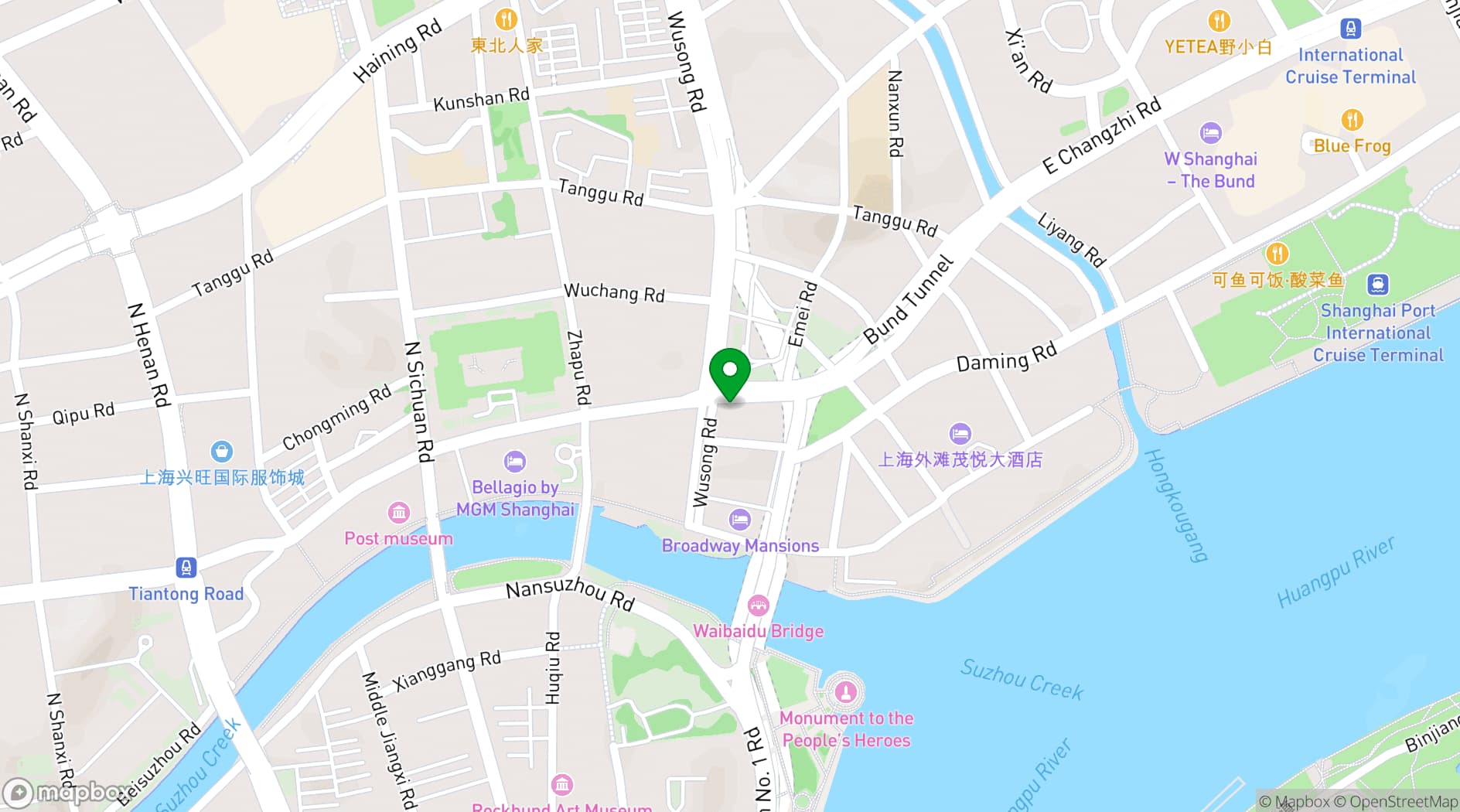 Map showing Bulgari Hotel Shanghai