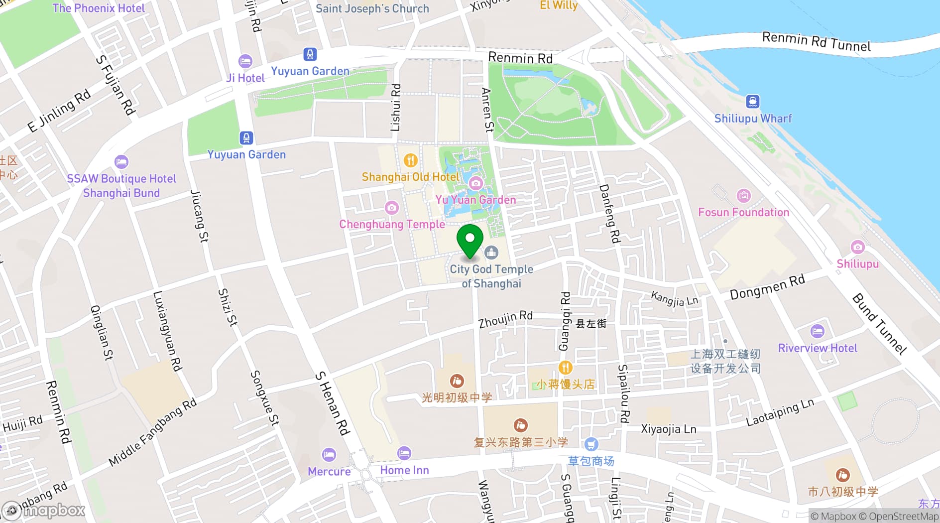 Map showing Renaissance Shanghai Yu Garden Hotel