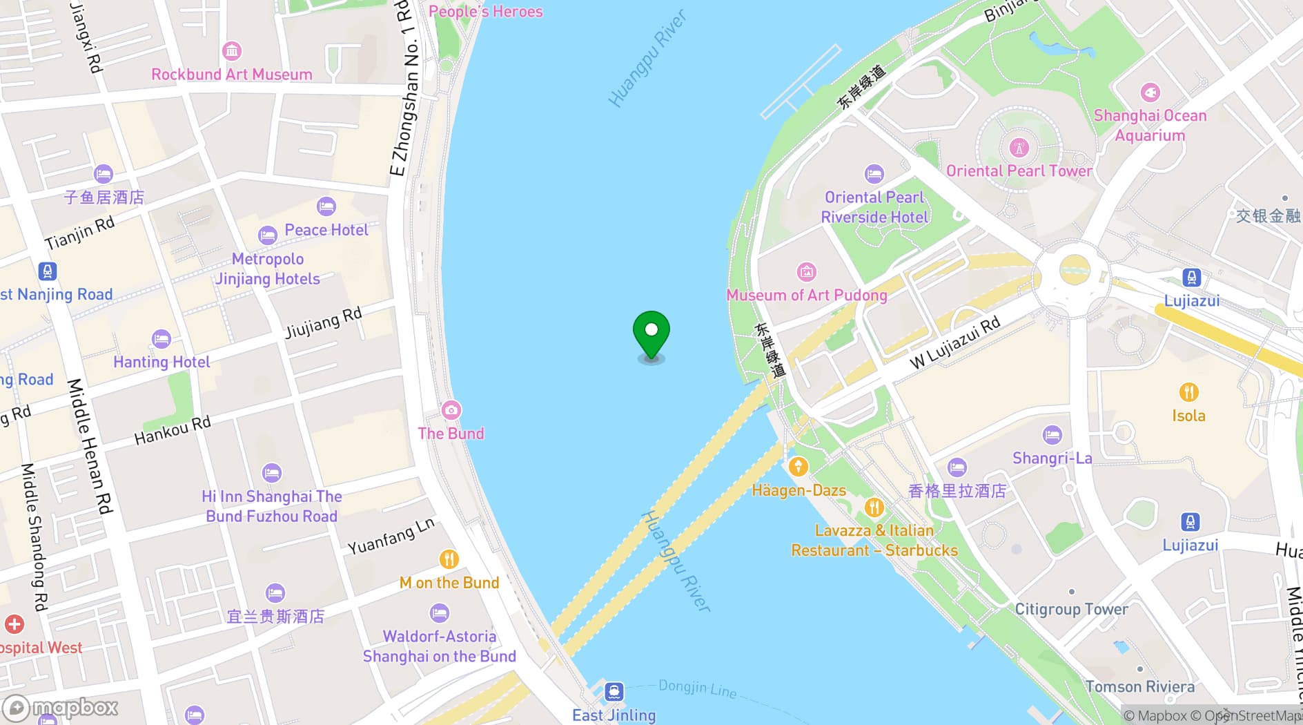 Map showing Fairmont Peace Hotel