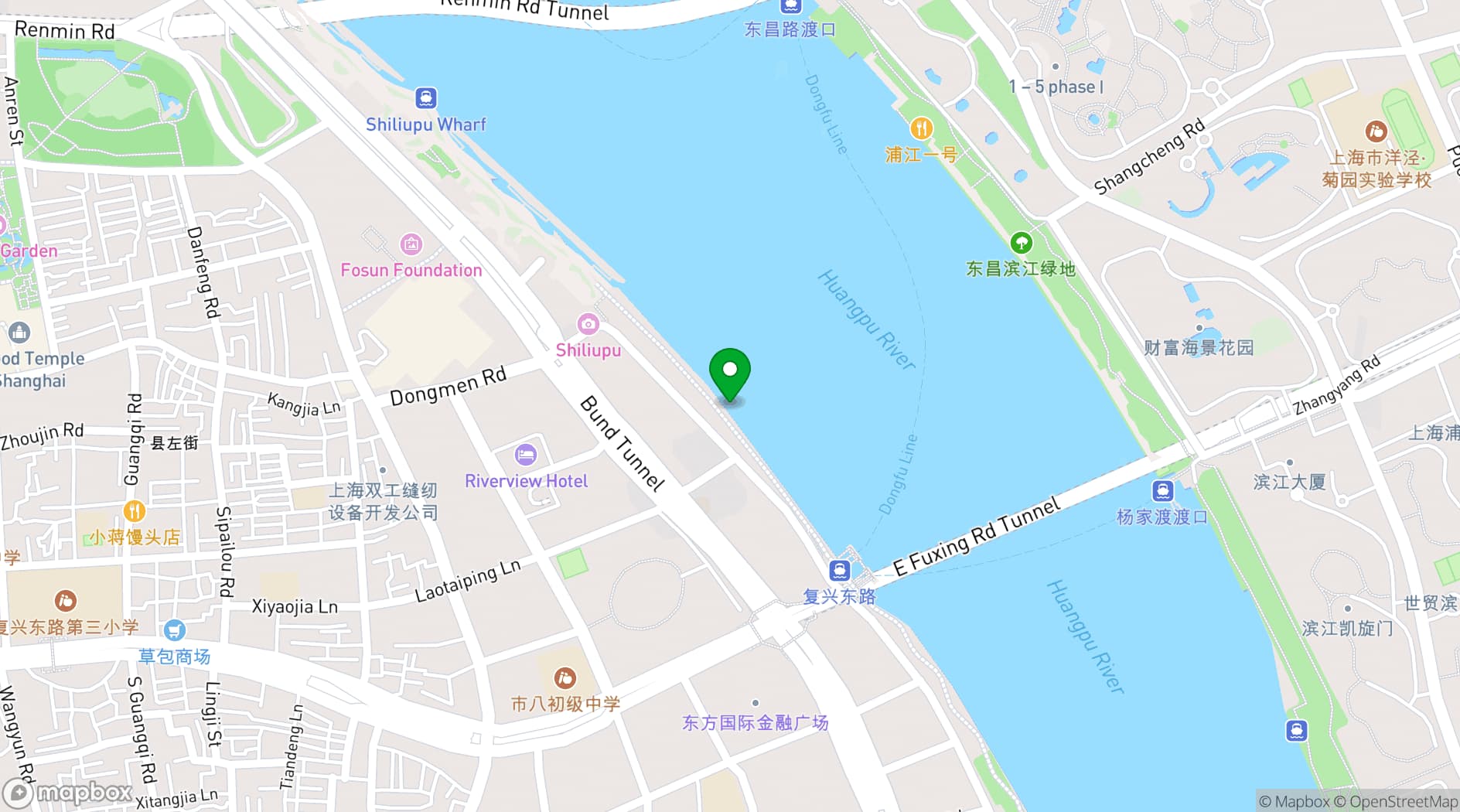 Map showing Fosun Foundation Shanghai