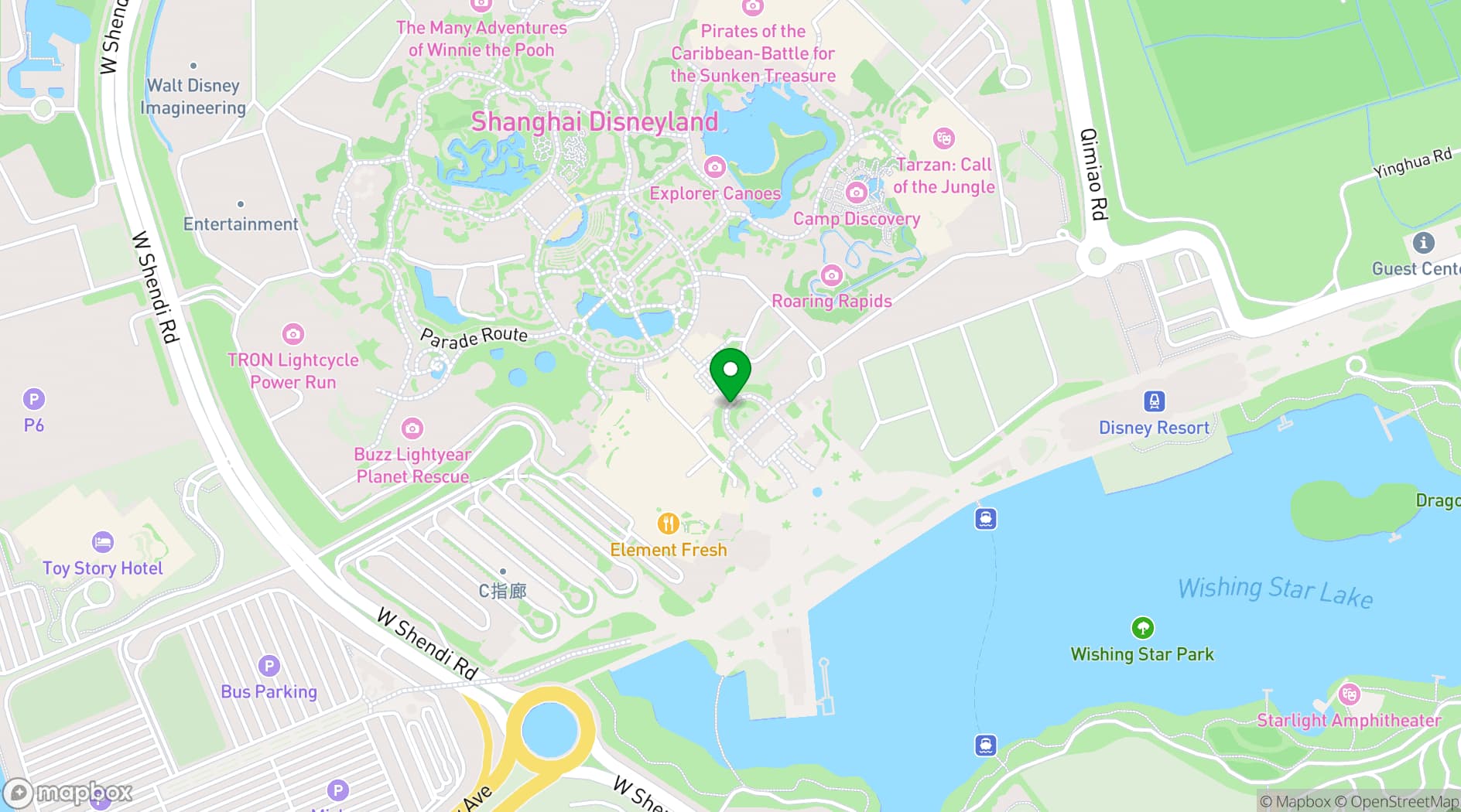 Map showing Shanghai Disney Resort