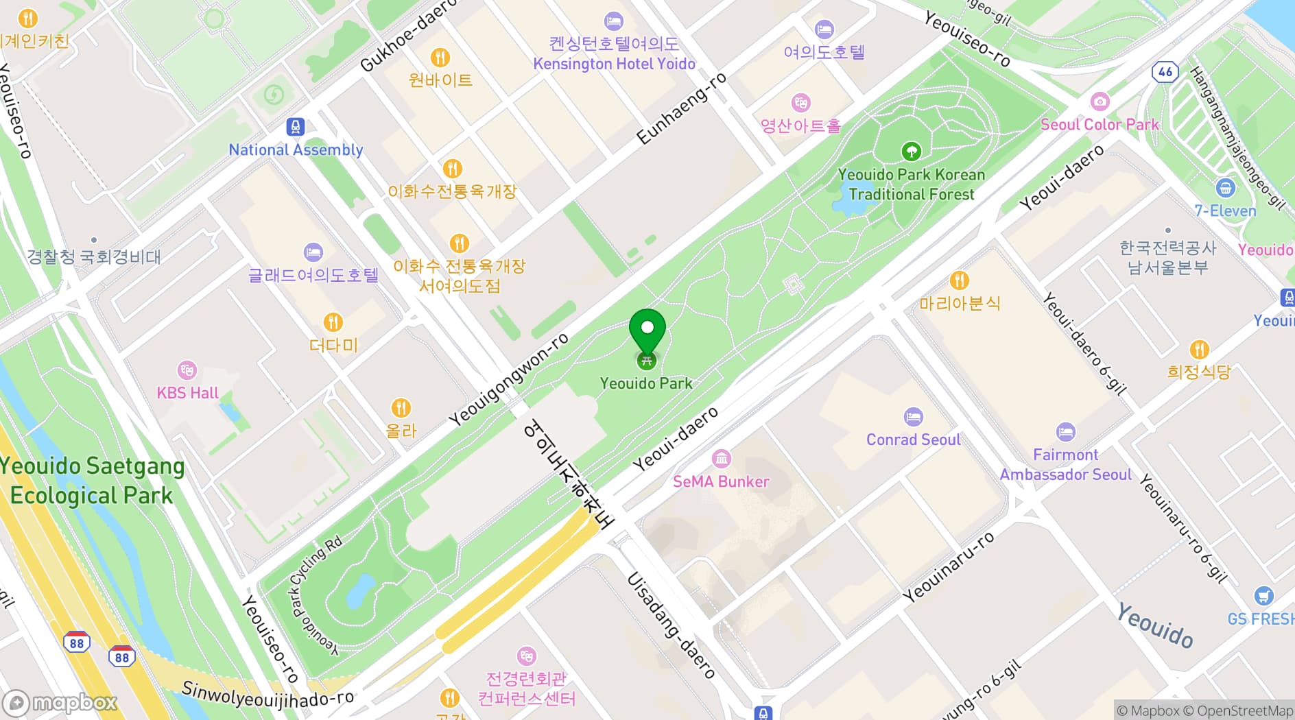 Map showing Yeouido Park