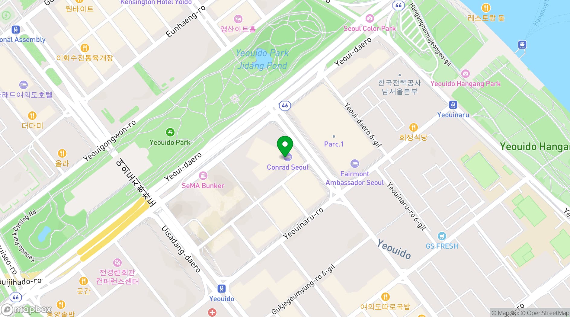 Map showing Conrad Seoul