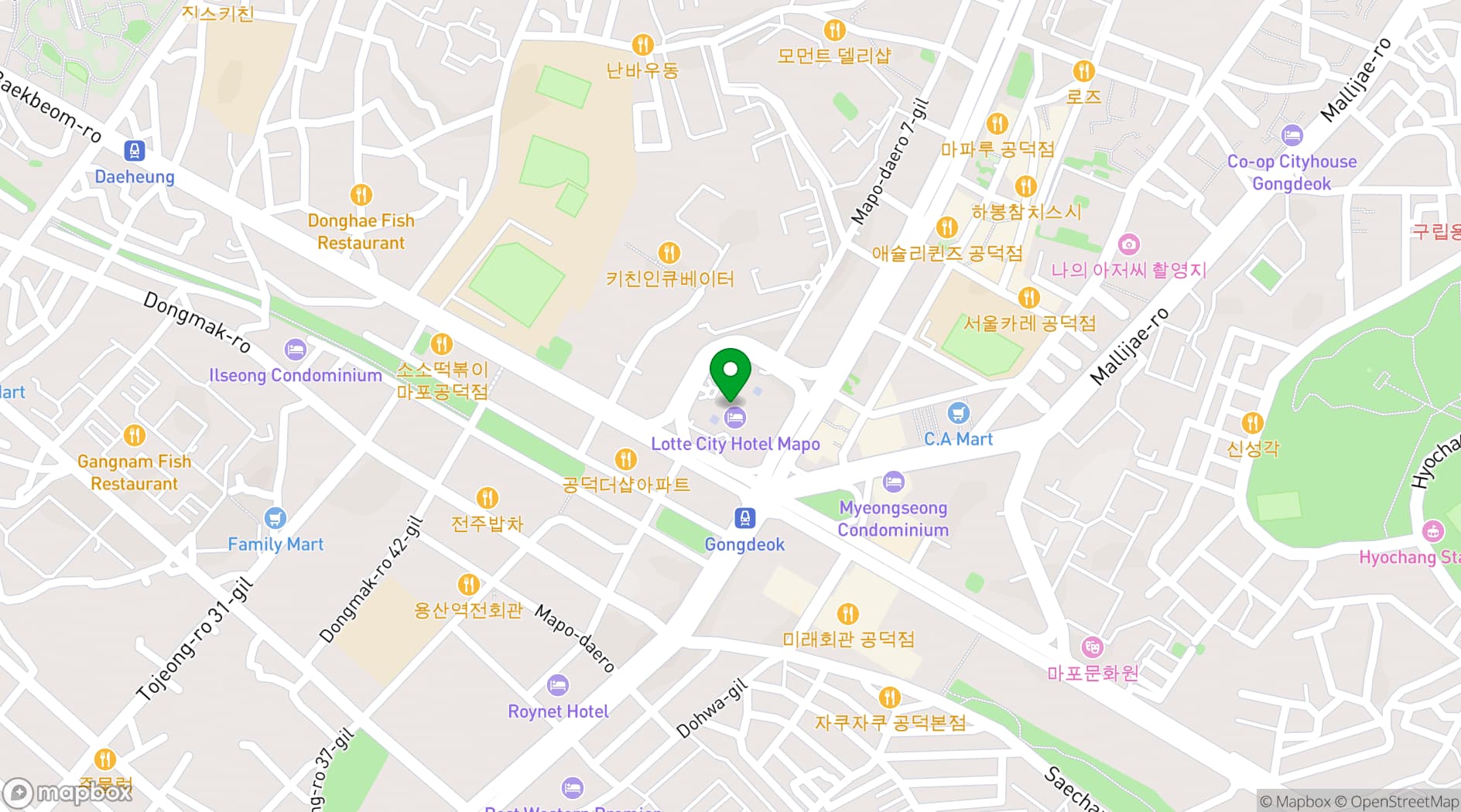 Map showing LOTTE City Hotel Mapo