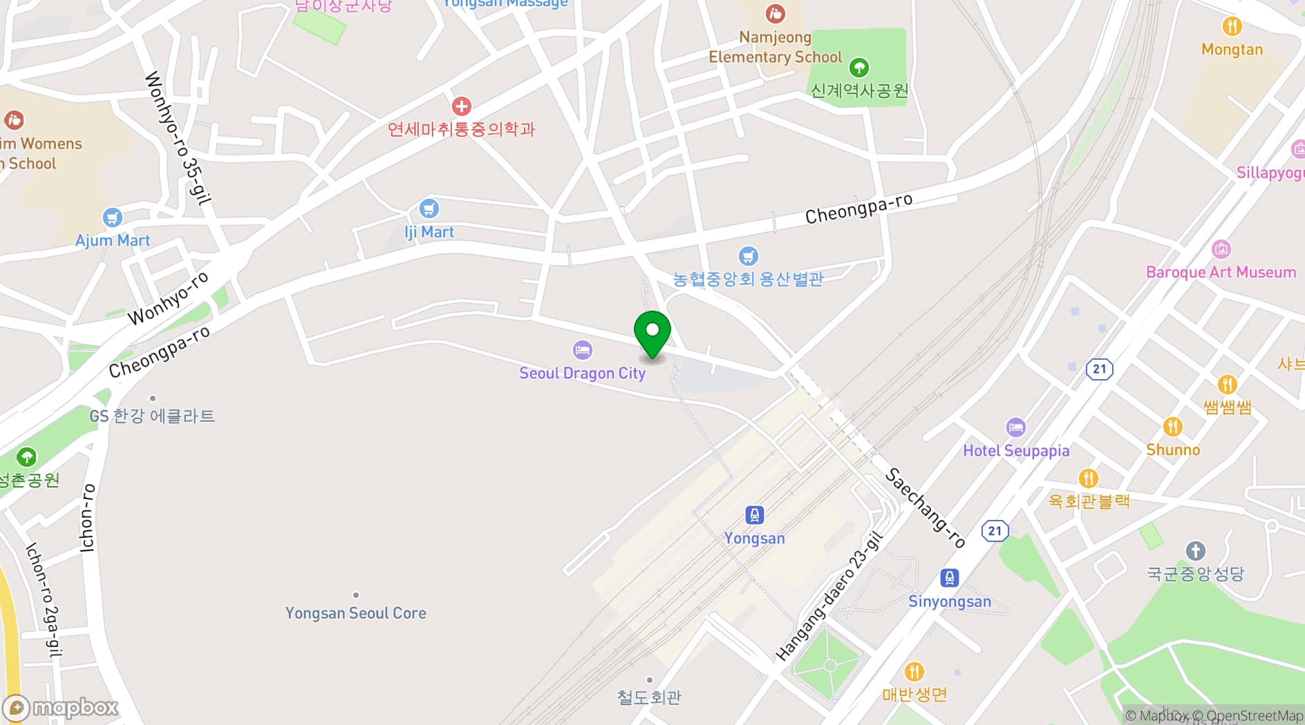 Map showing Seoul Dragon City