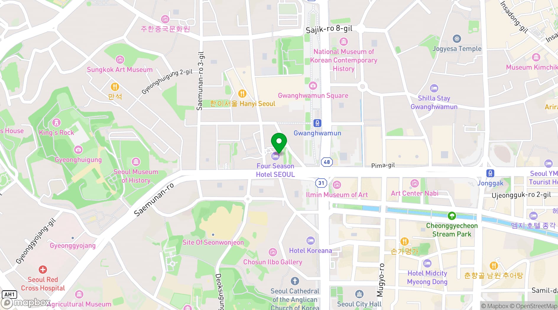 Map showing Four Seasons Hotel Seoul