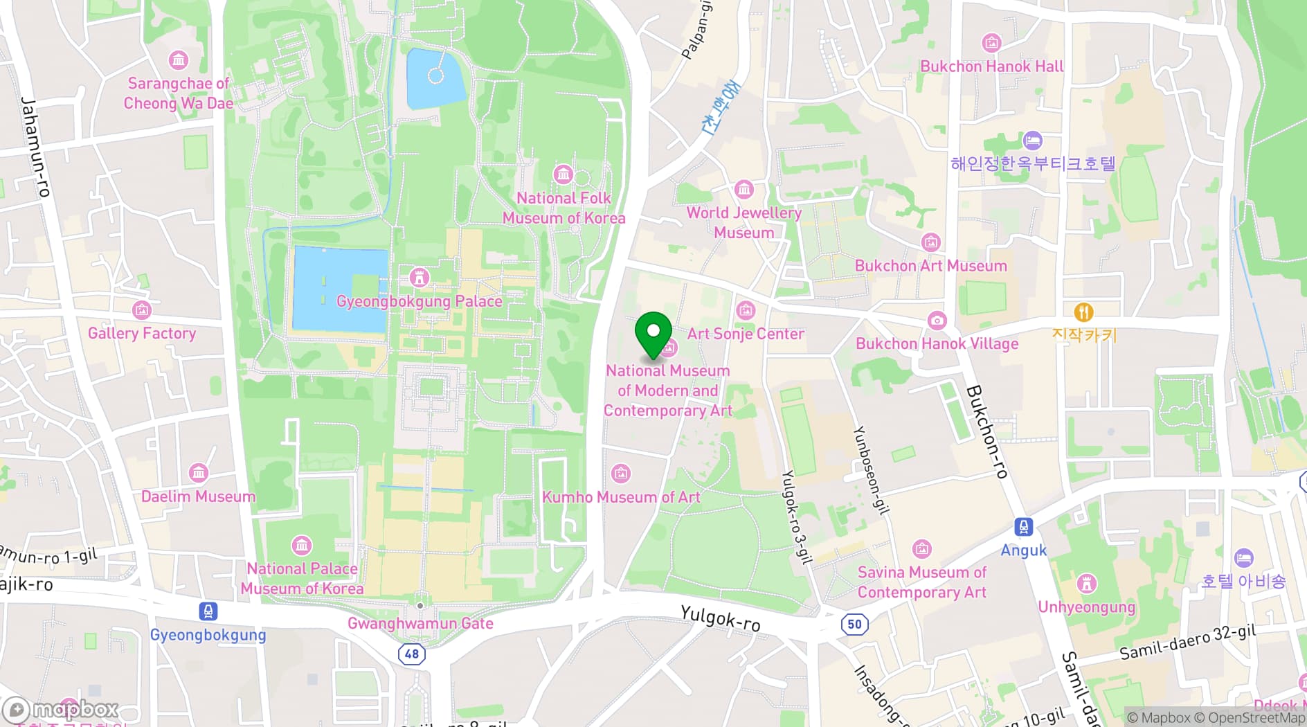 Map showing National Museum of Modern and Contemporary Art, Korea