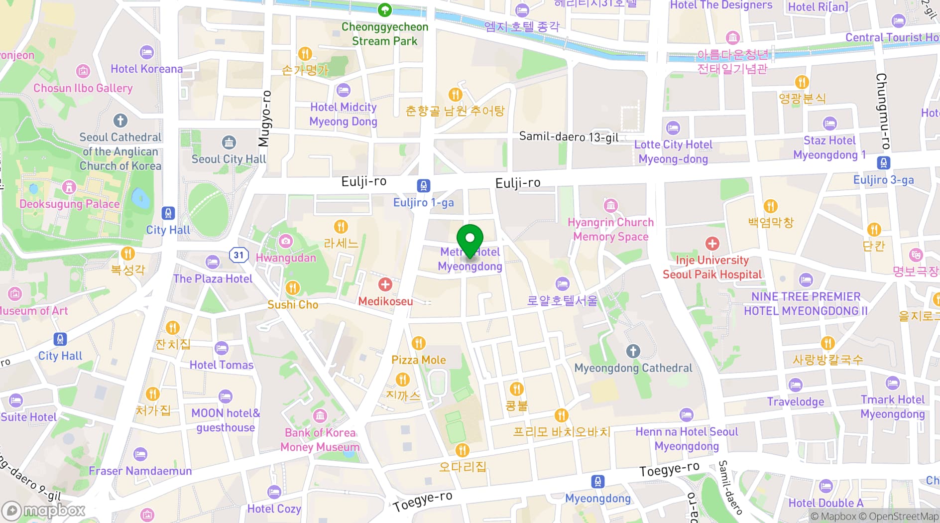 Map showing Café Stanford Myeongdong