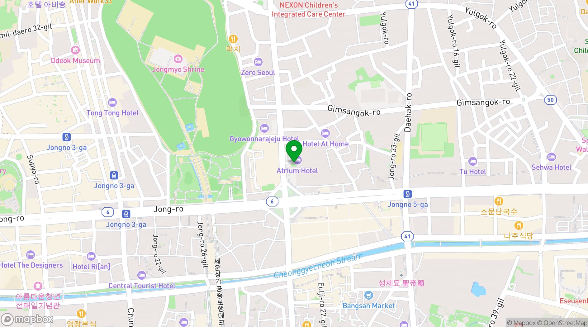 Map showing Hotel Atrium Jongno
