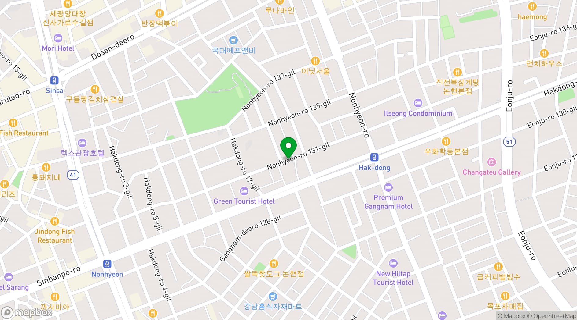 Map showing Adonis Hall
