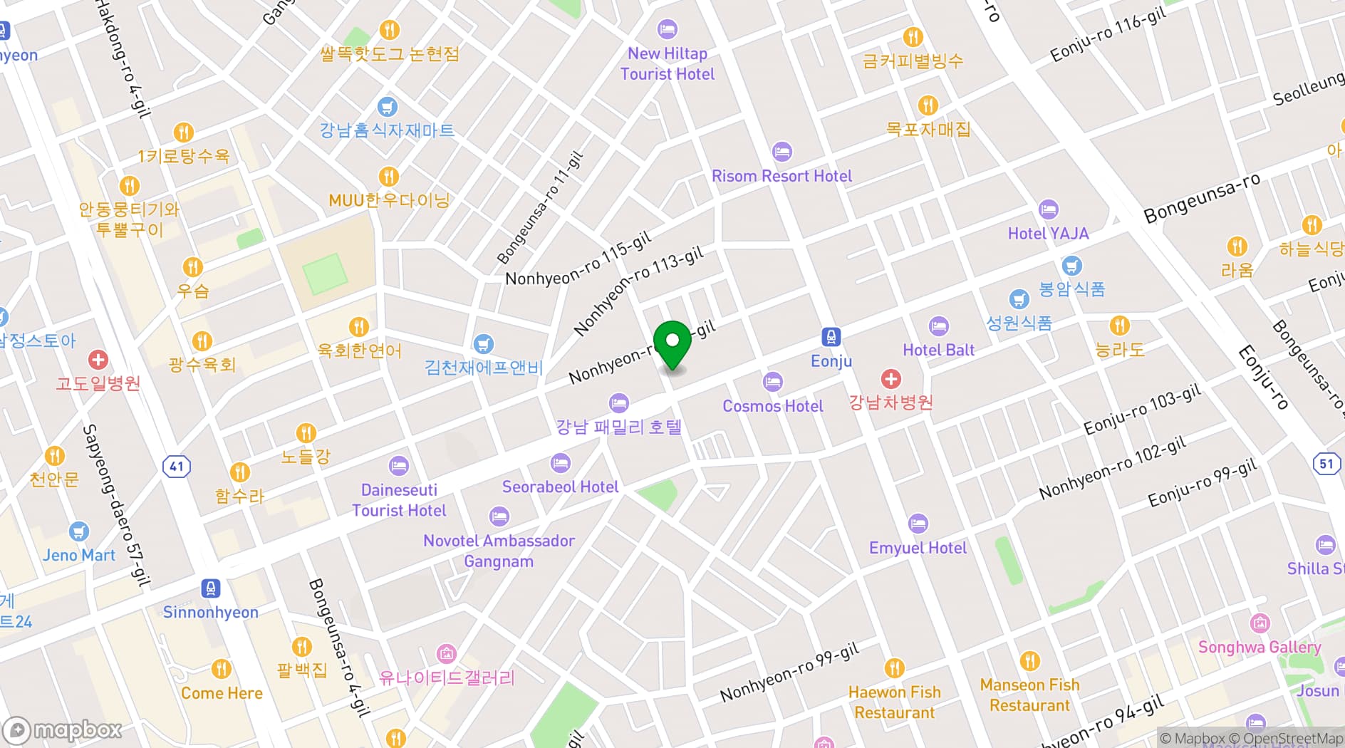 Map showing Hotel Cappuccino Meeting Room
