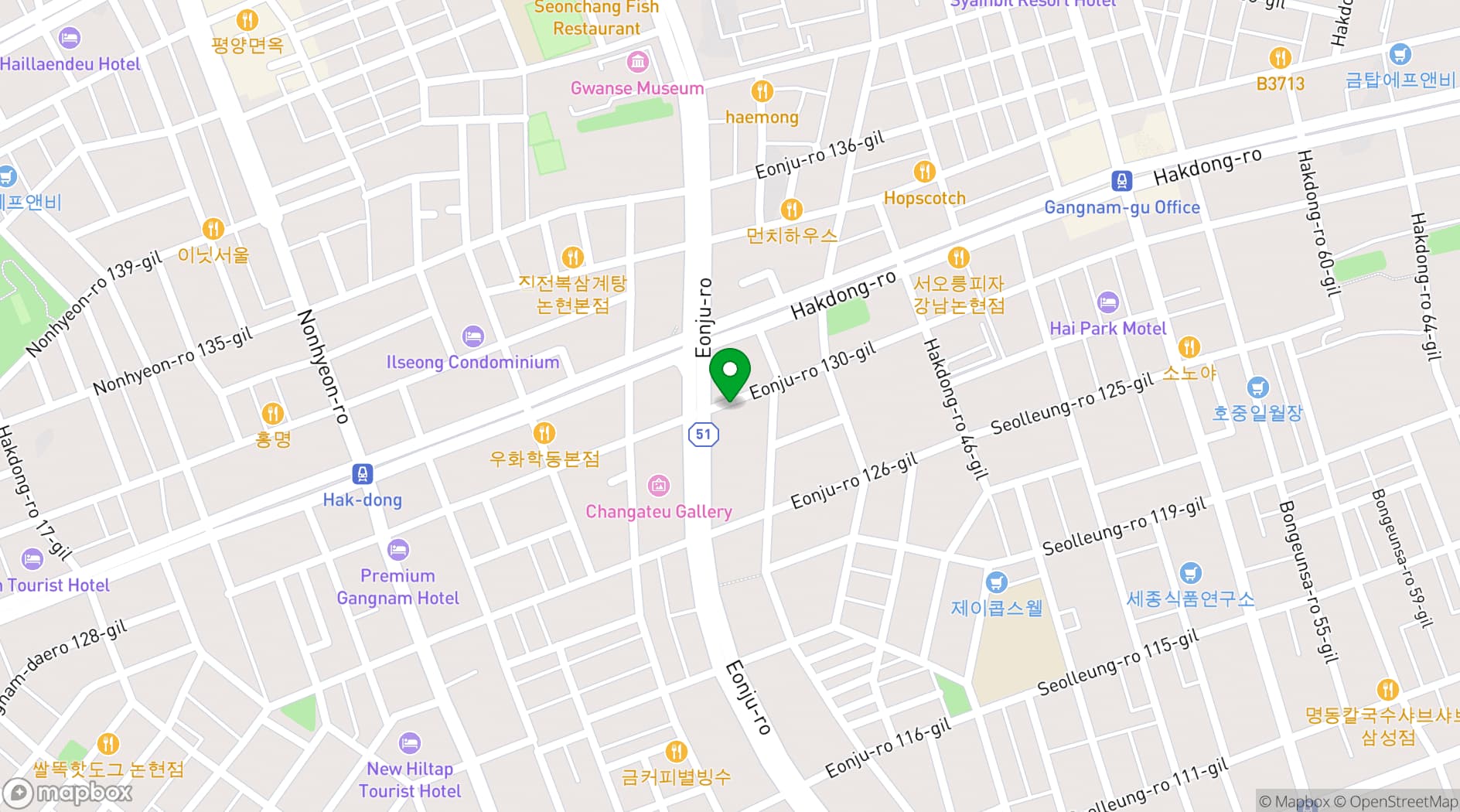 Map showing Imperial Palace Seoul