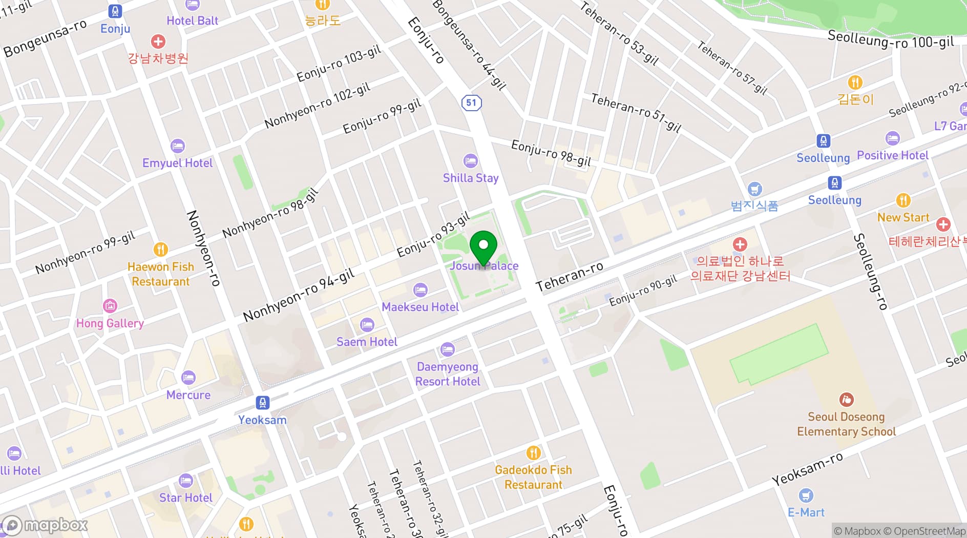 Map showing Eatanic Garden, Josun Palace