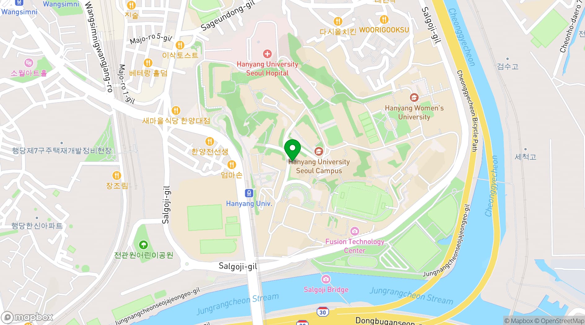 Map showing Hanyang University Museum