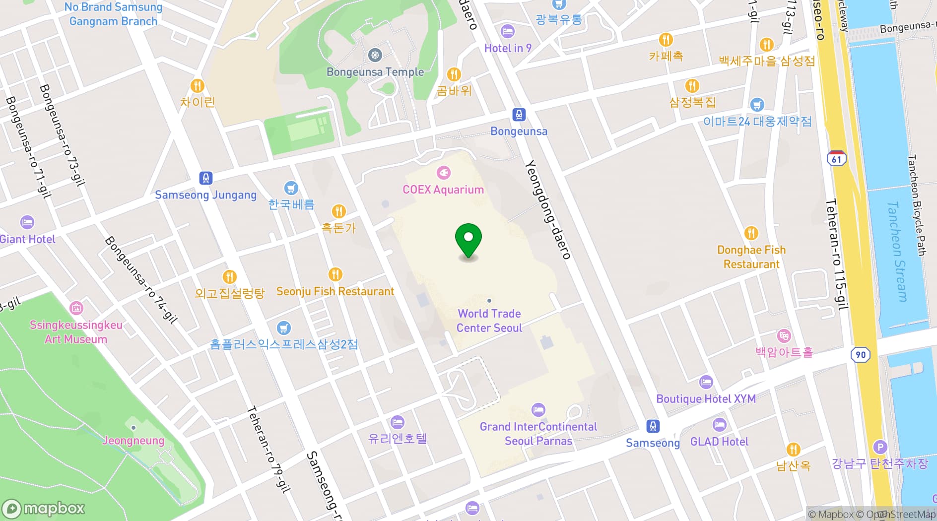 Map showing COEX