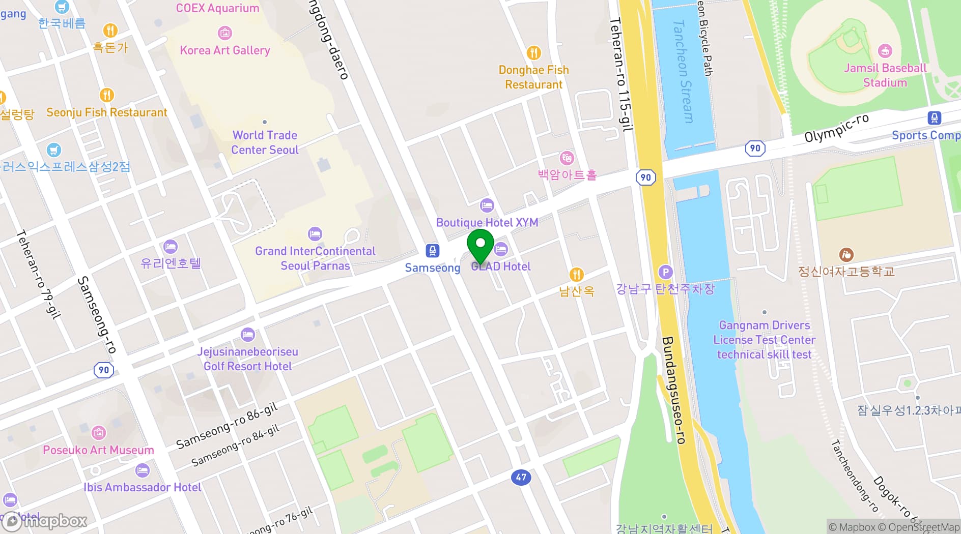 Map showing Park Hyatt Seoul