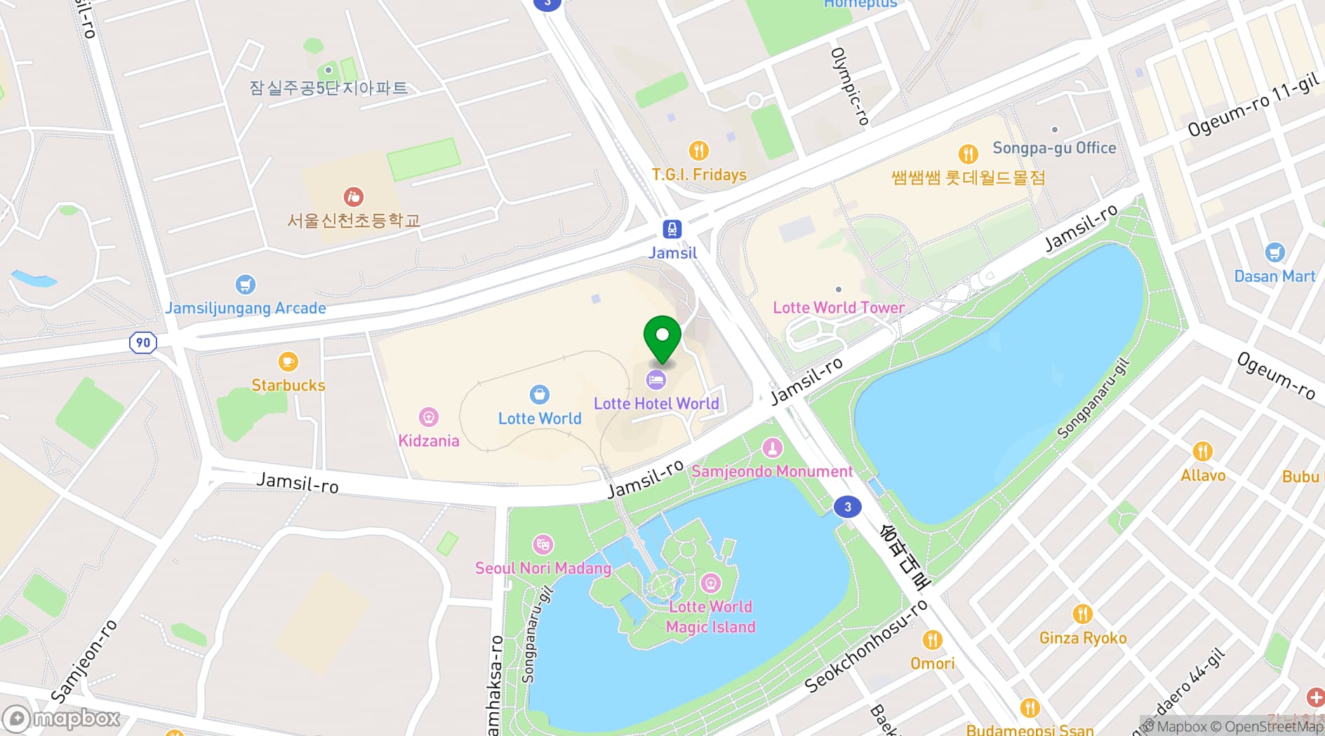 Map showing LOTTE HOTEL WORLD