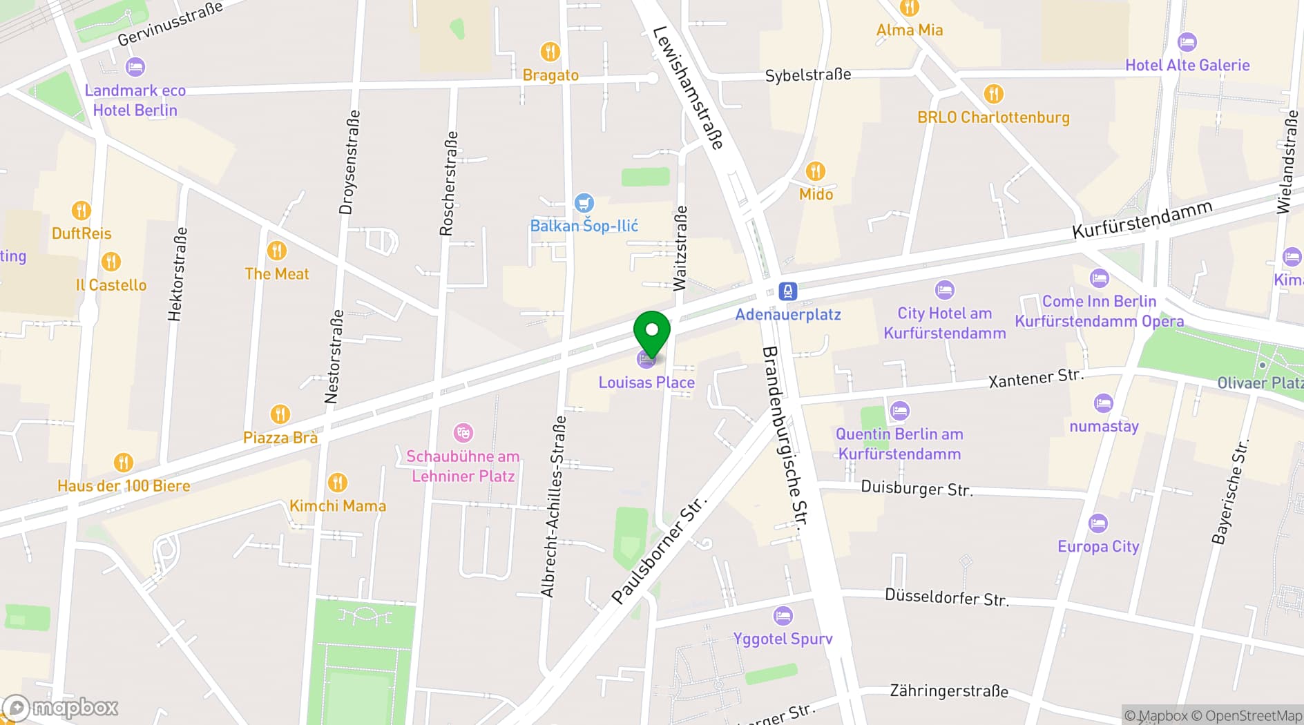 Map showing Hotel Louisa's Place