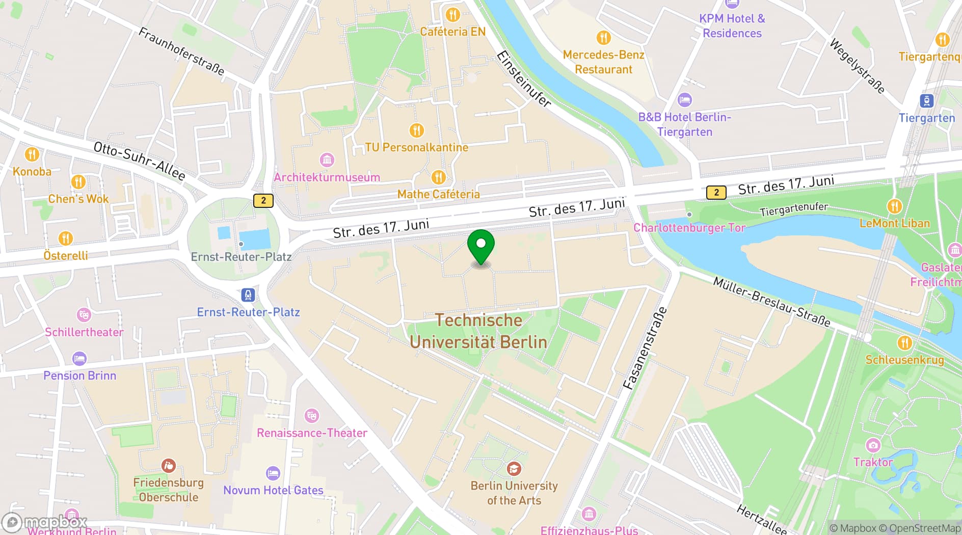 Map showing Technische Universität Berlin