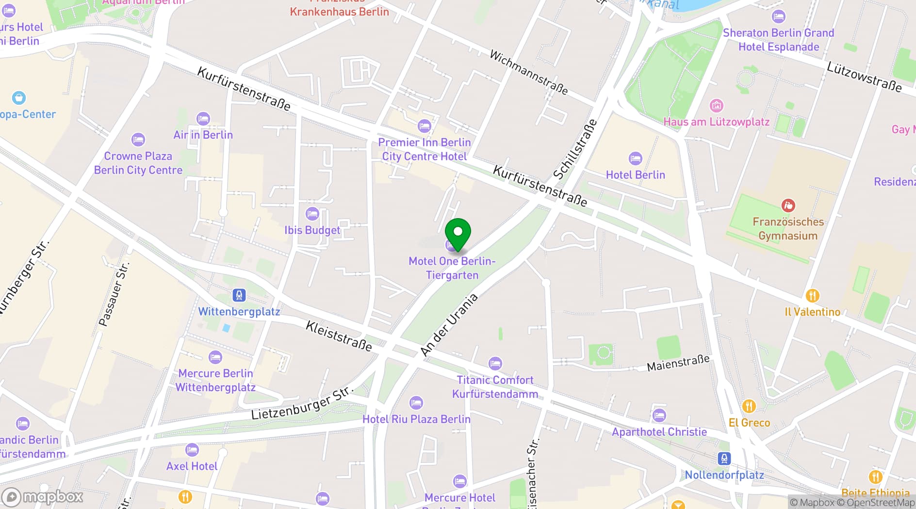 Map showing Urania Berlin