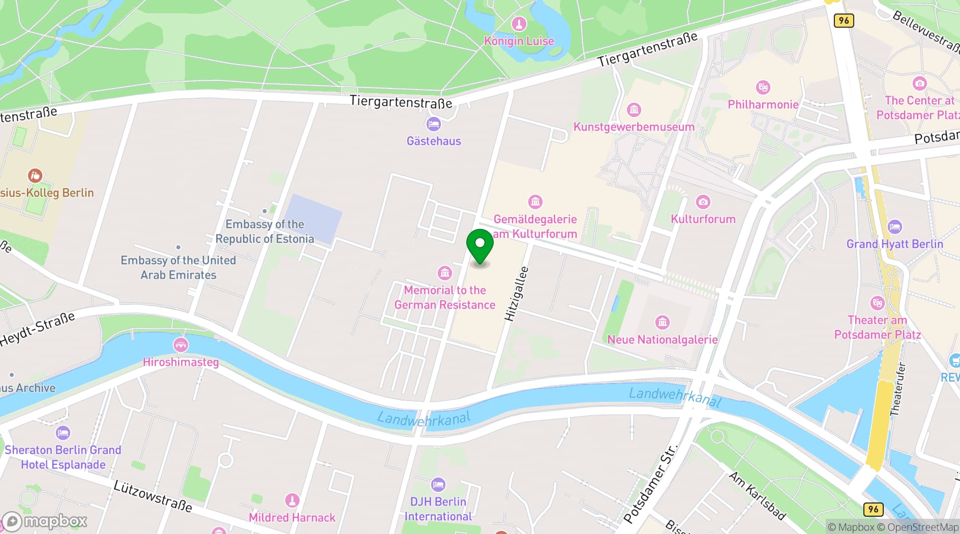 Map showing JW Marriott Hotel Berlin
