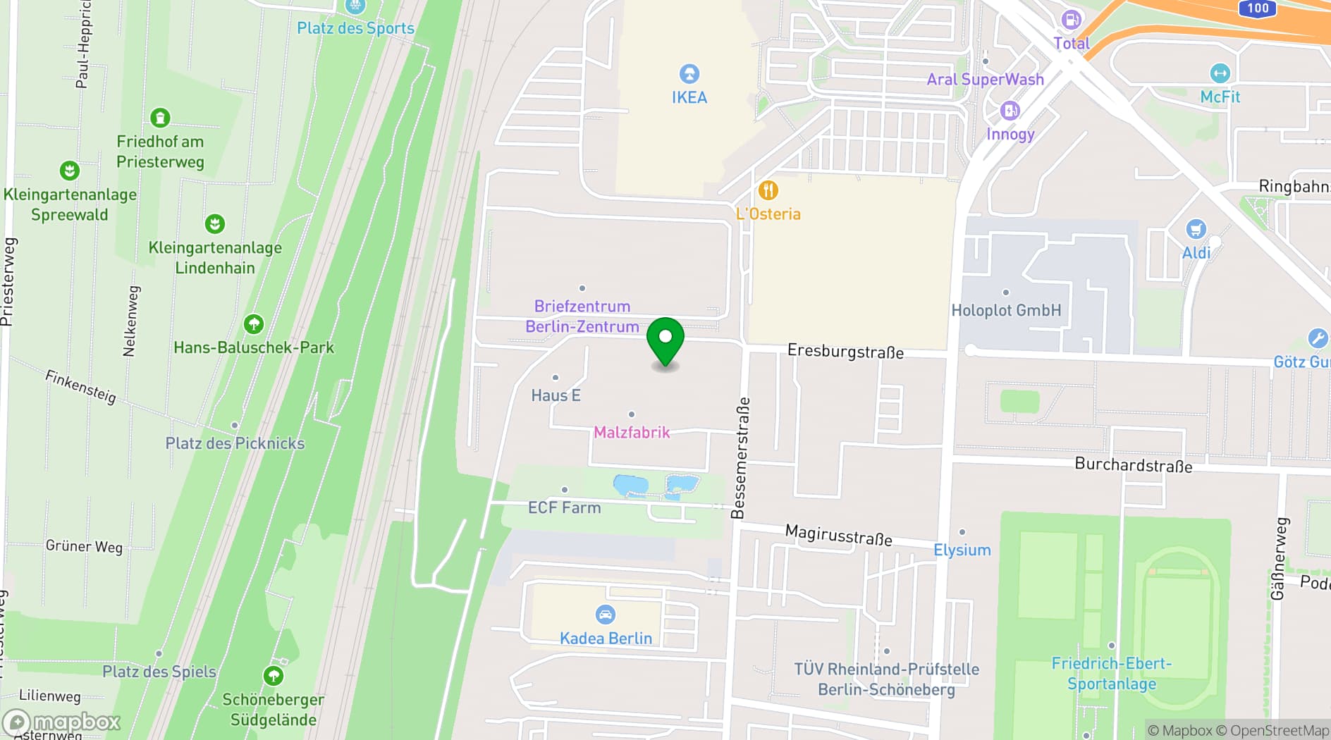 Map showing Malzfabrik