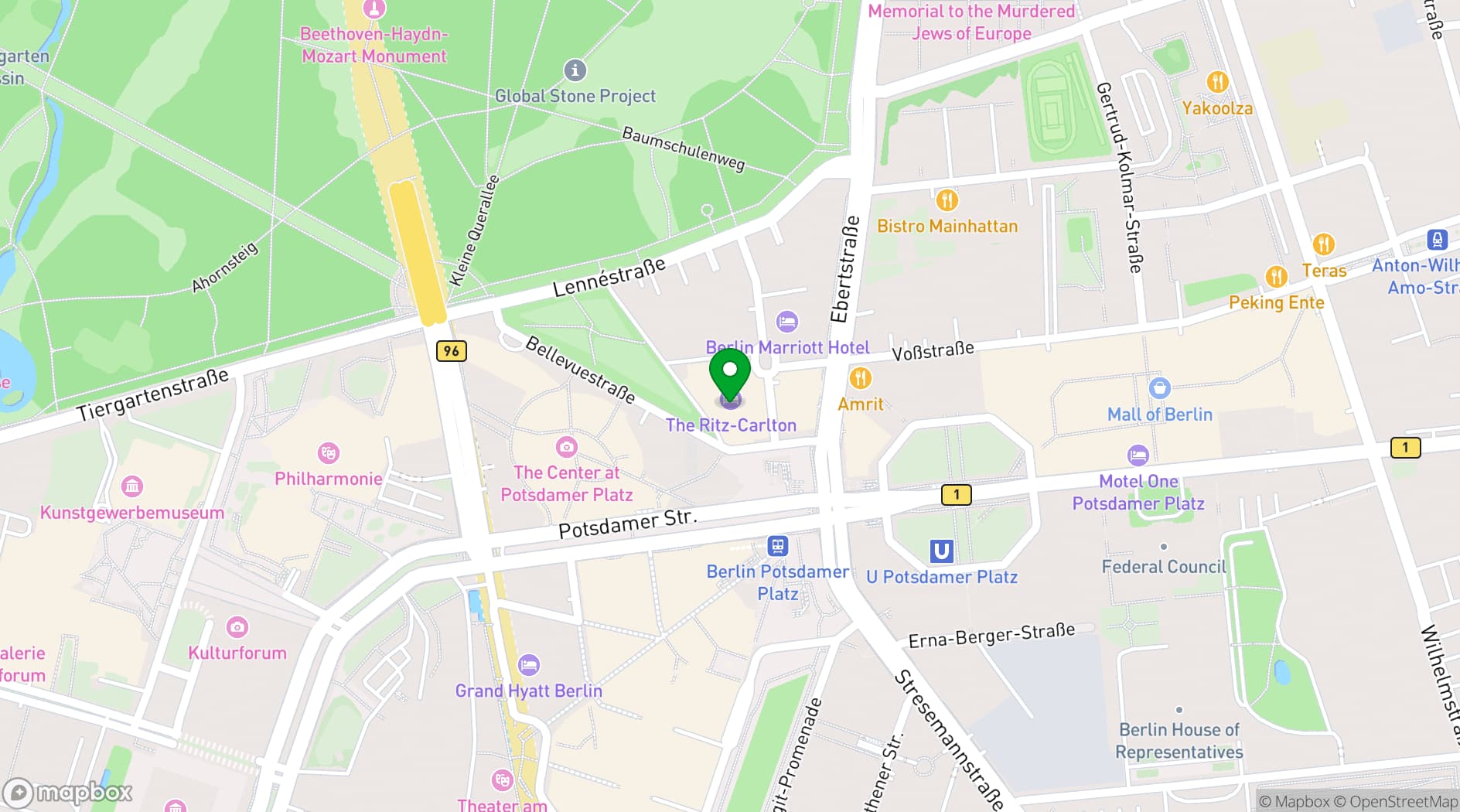 Map showing The Ritz-Carlton, Berlin