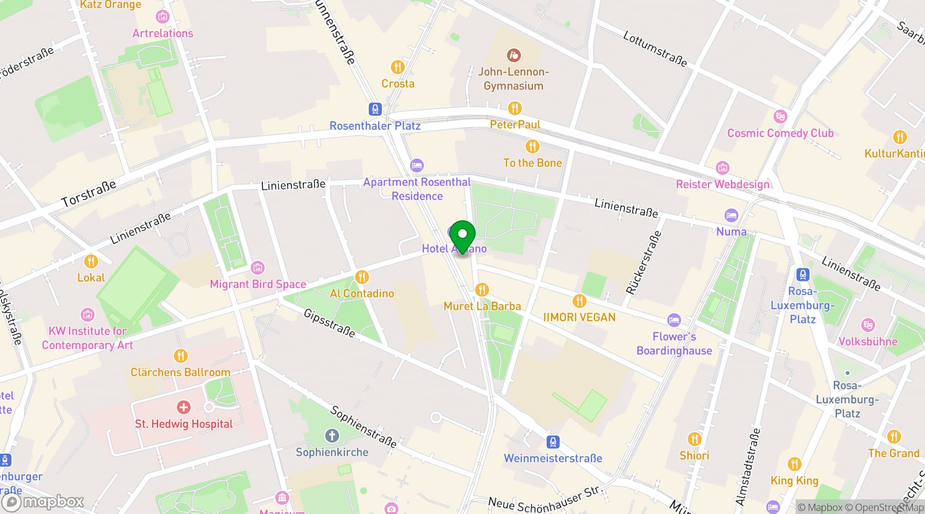 Map showing AMANO Conference Rooms