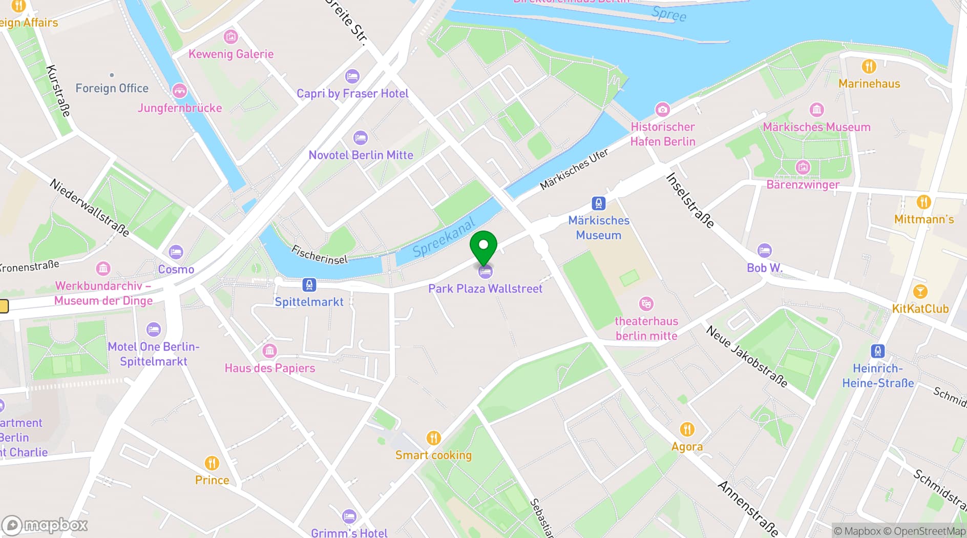 Map showing Park Plaza Wallstreet Berlin Mitte
