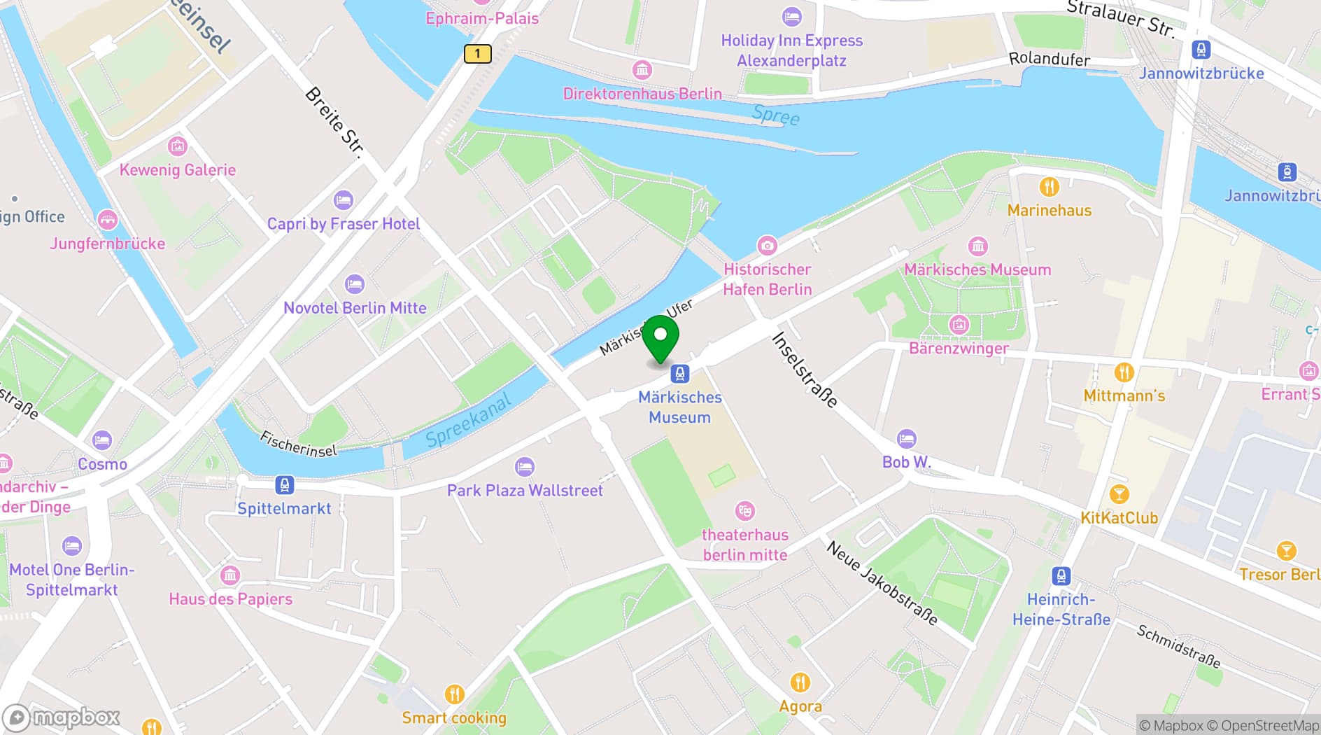 Map showing art'otel Berlin Mitte