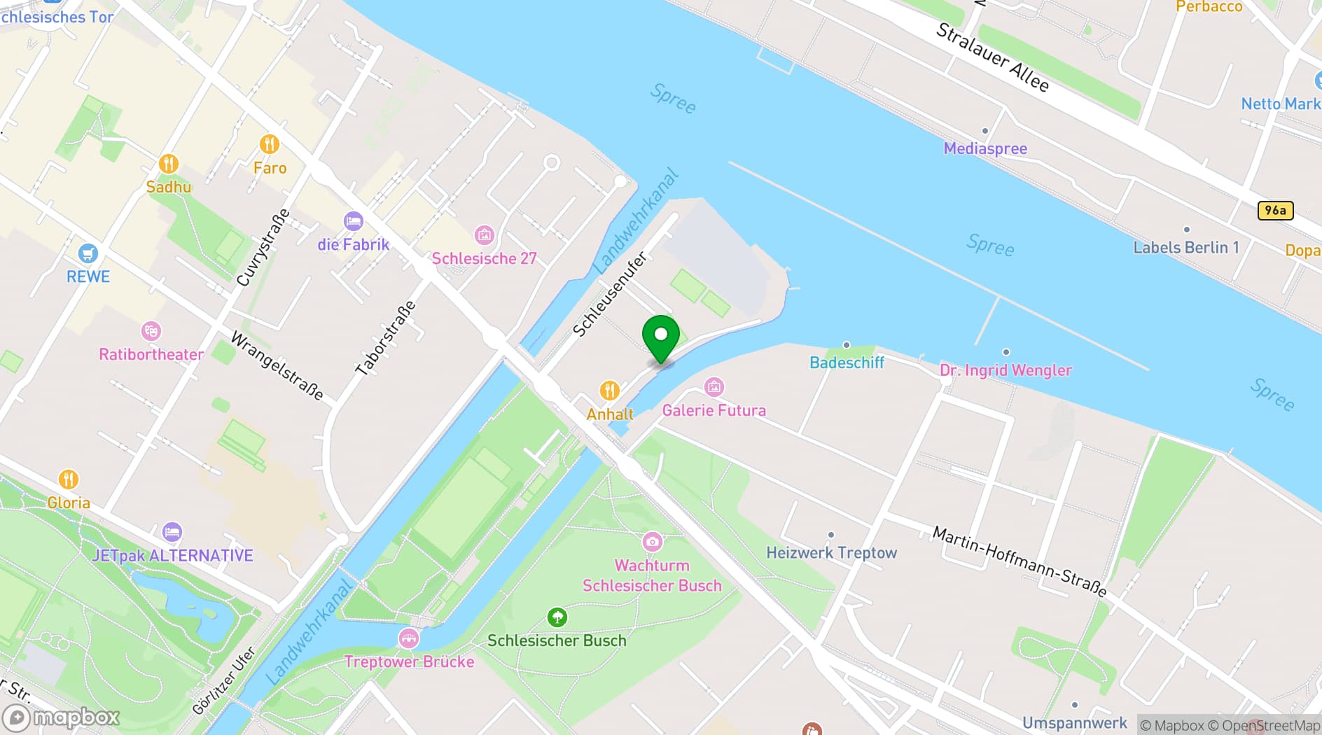Map showing Freischwimmer Berlin