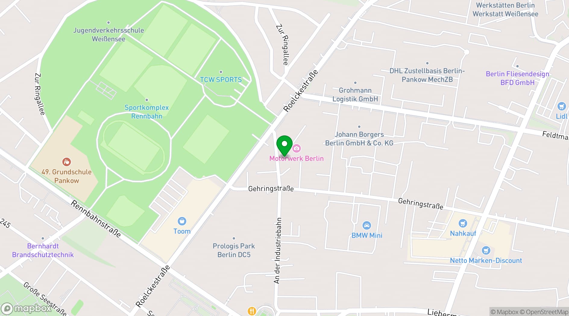Map showing Motorwerk Berlin
