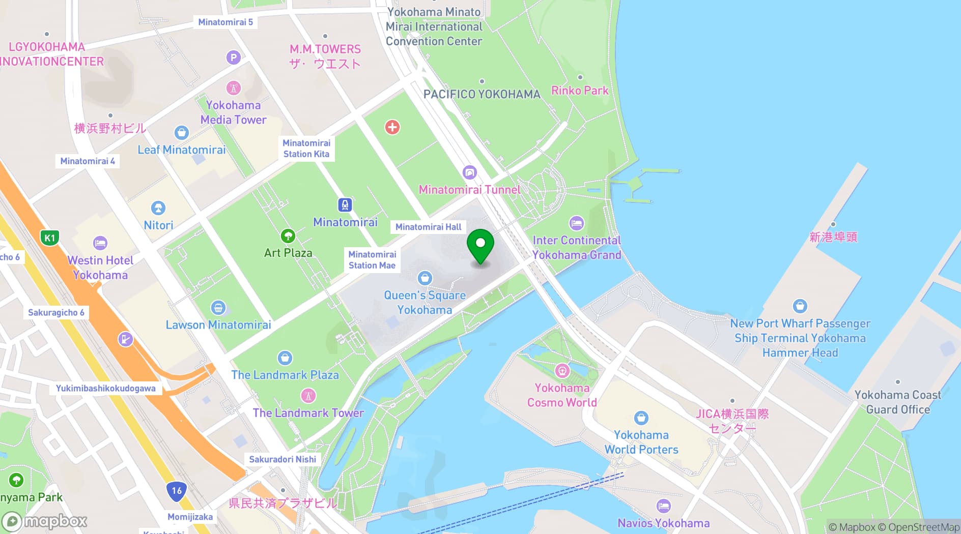 Map showing The Yokohama Bay Hotel Tokyu