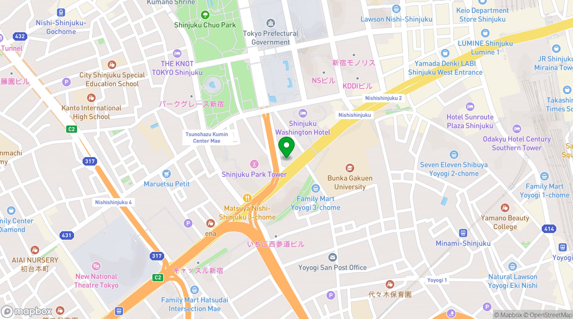 Map showing Kimpton Shinjuku Tokyo