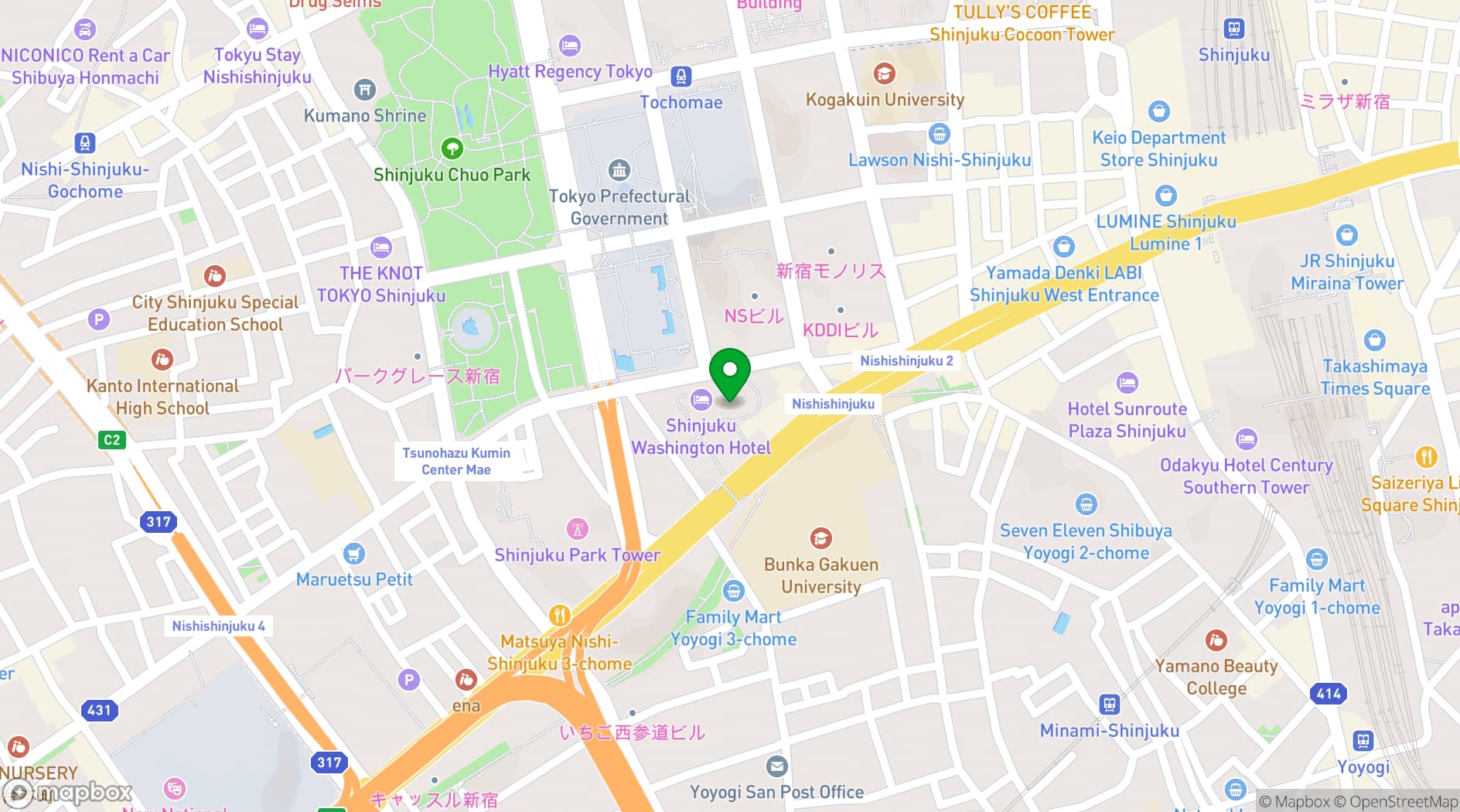 Map showing Shinjuku Washington Hotel Main
