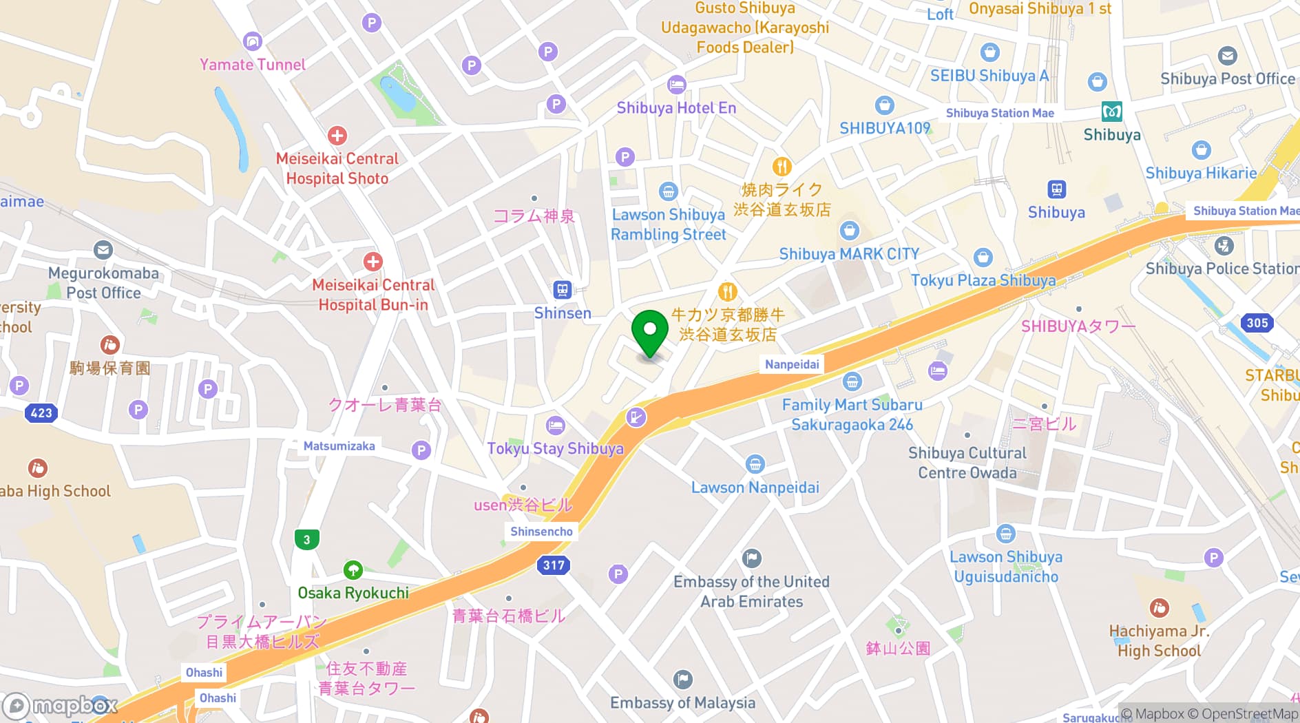 Map showing EN HOTEL Shibuya